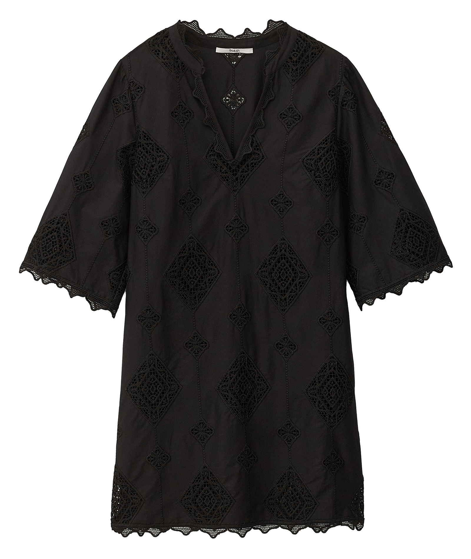 Robe courte col V en coton mélangé BA&SH Noir