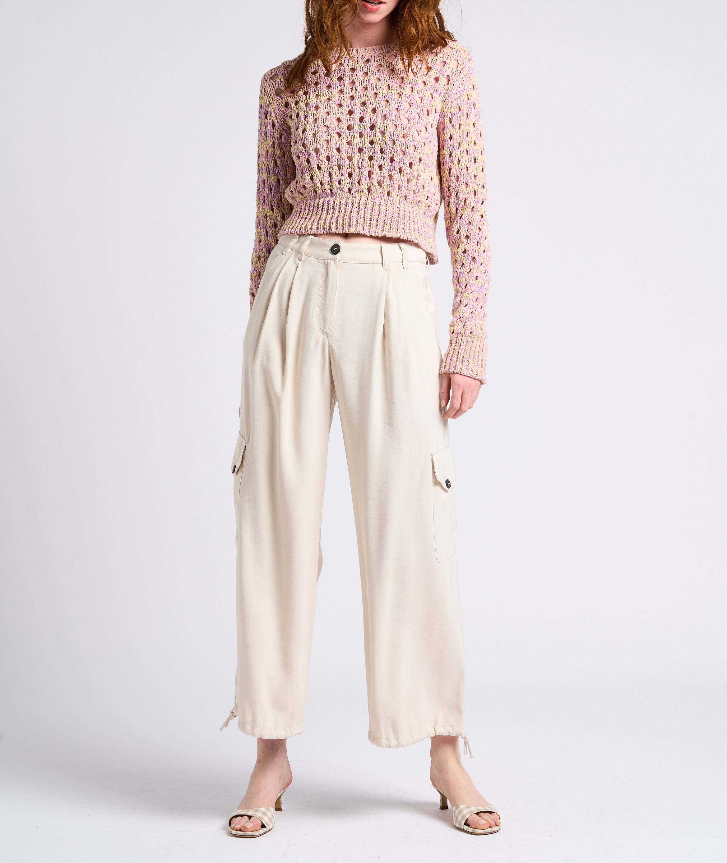 Grobstrickpullover mit Ajour-Muster MAX&Co. Rosa