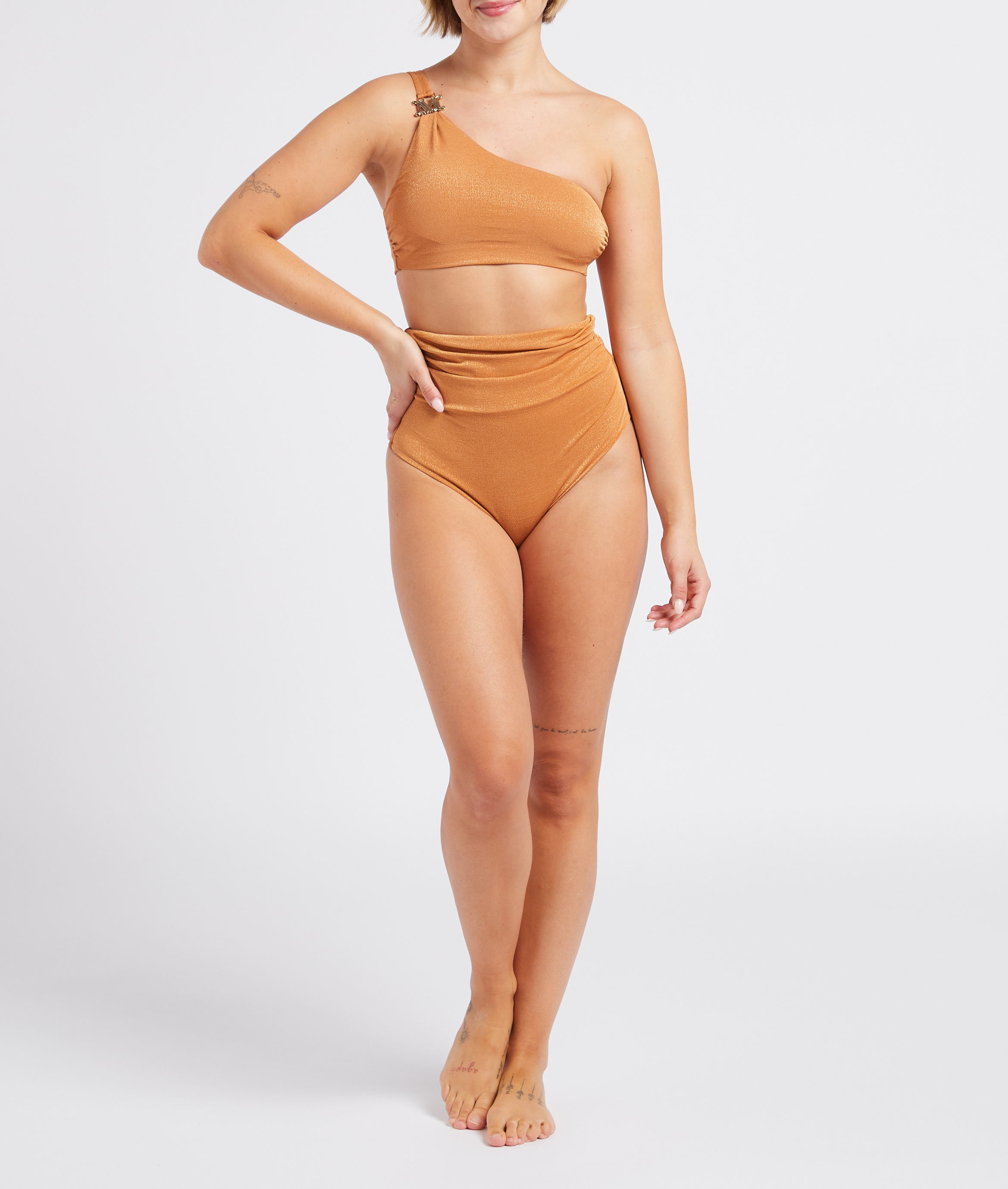 Metallic high-waisted bikini bottoms MAX MARA LEISURE Orange