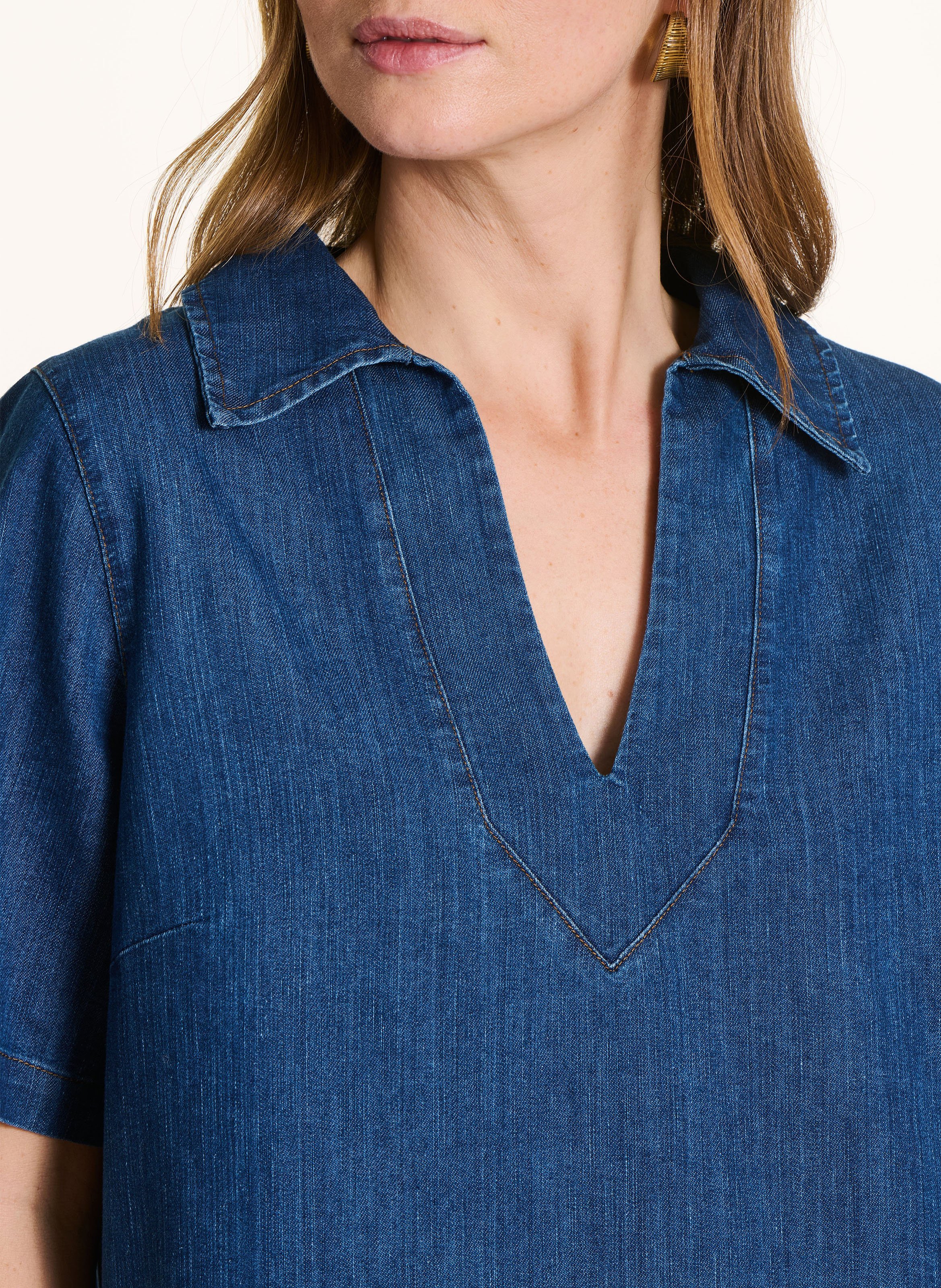 Robe courte en jean LA FEE MARABOUTEE Bleu