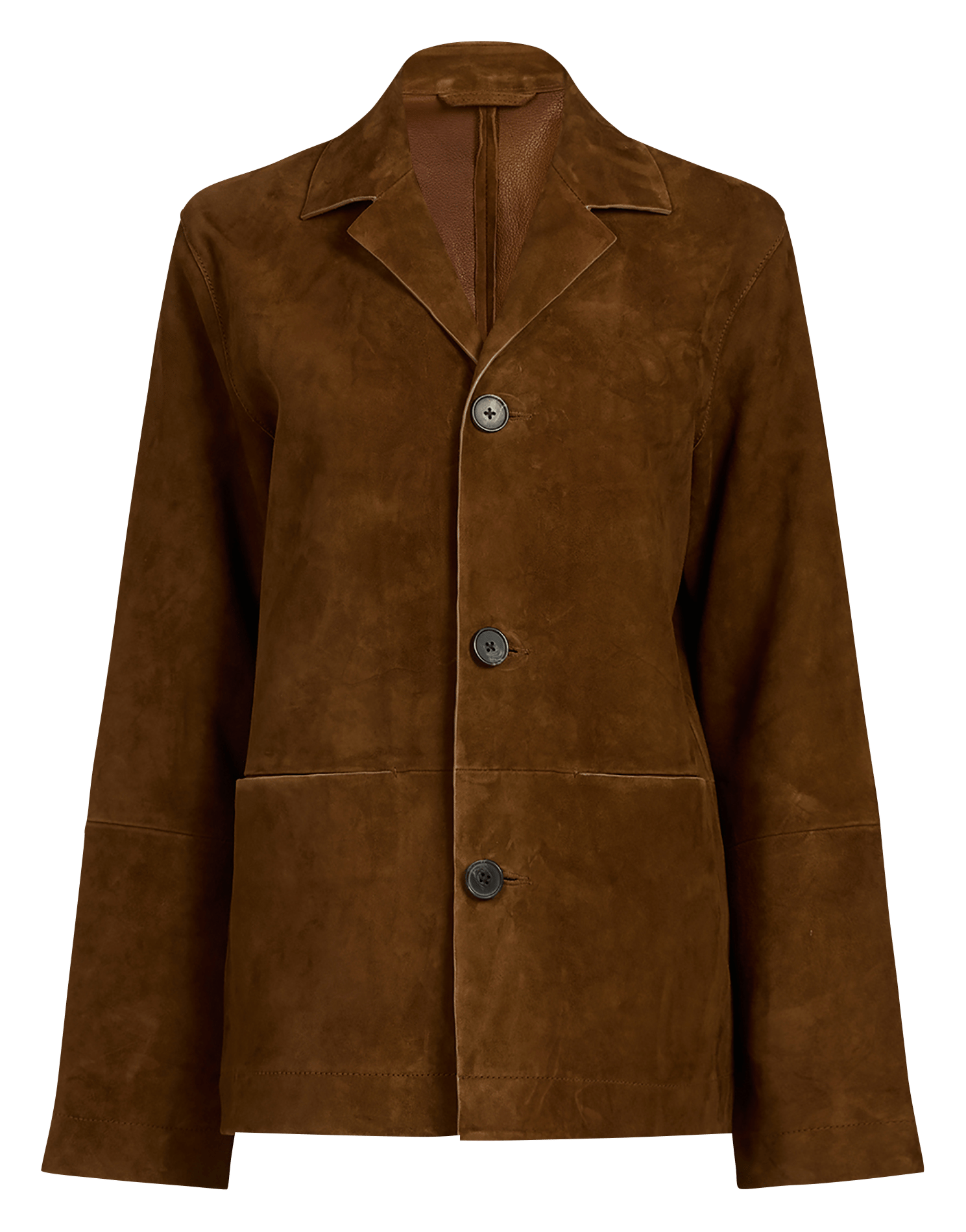 Blouson droit col tailleur en cuir velours SAISON 1865 Marron