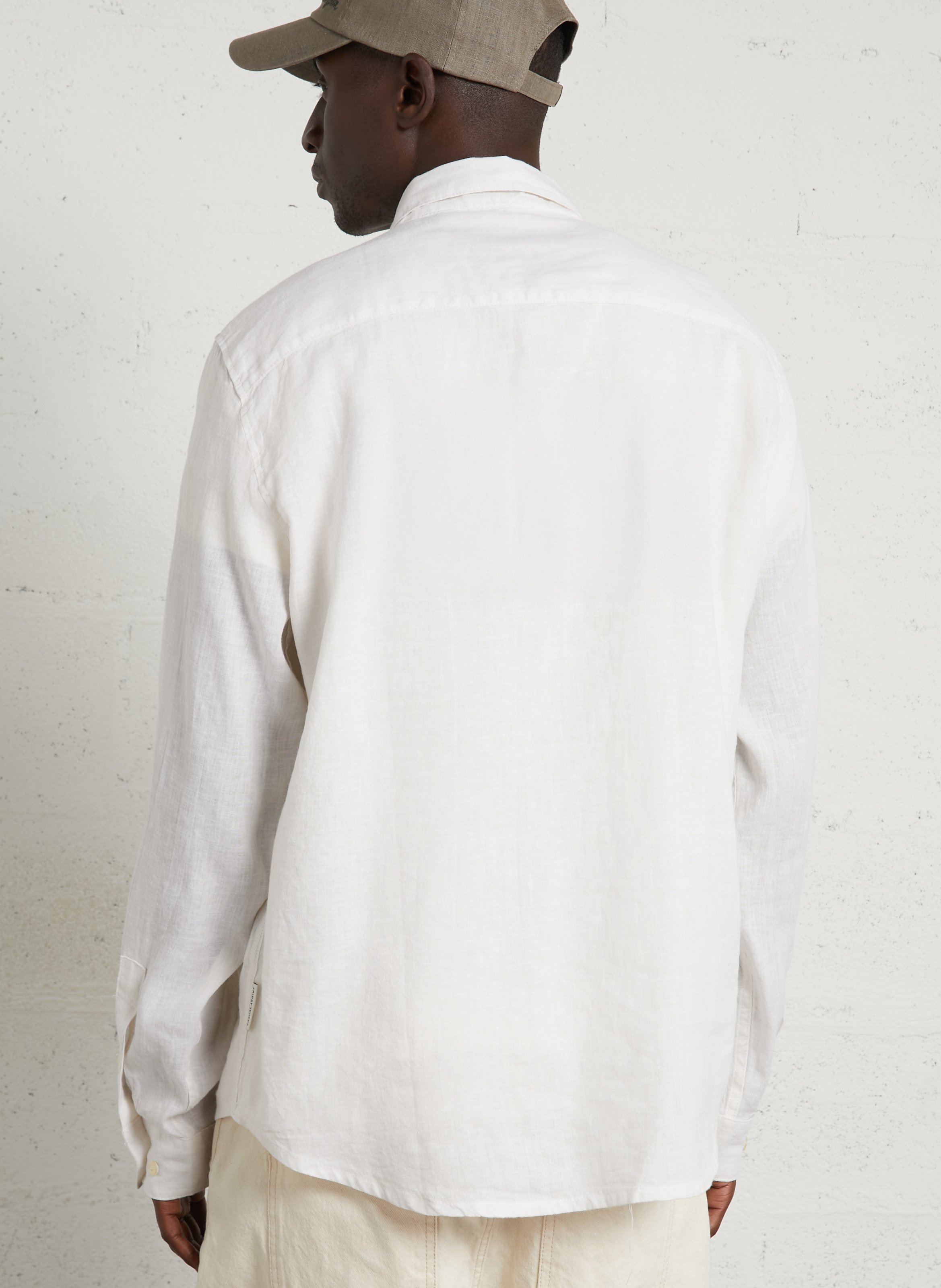 Linen-blend shirt with classic collar CASUAL FRIDAY White