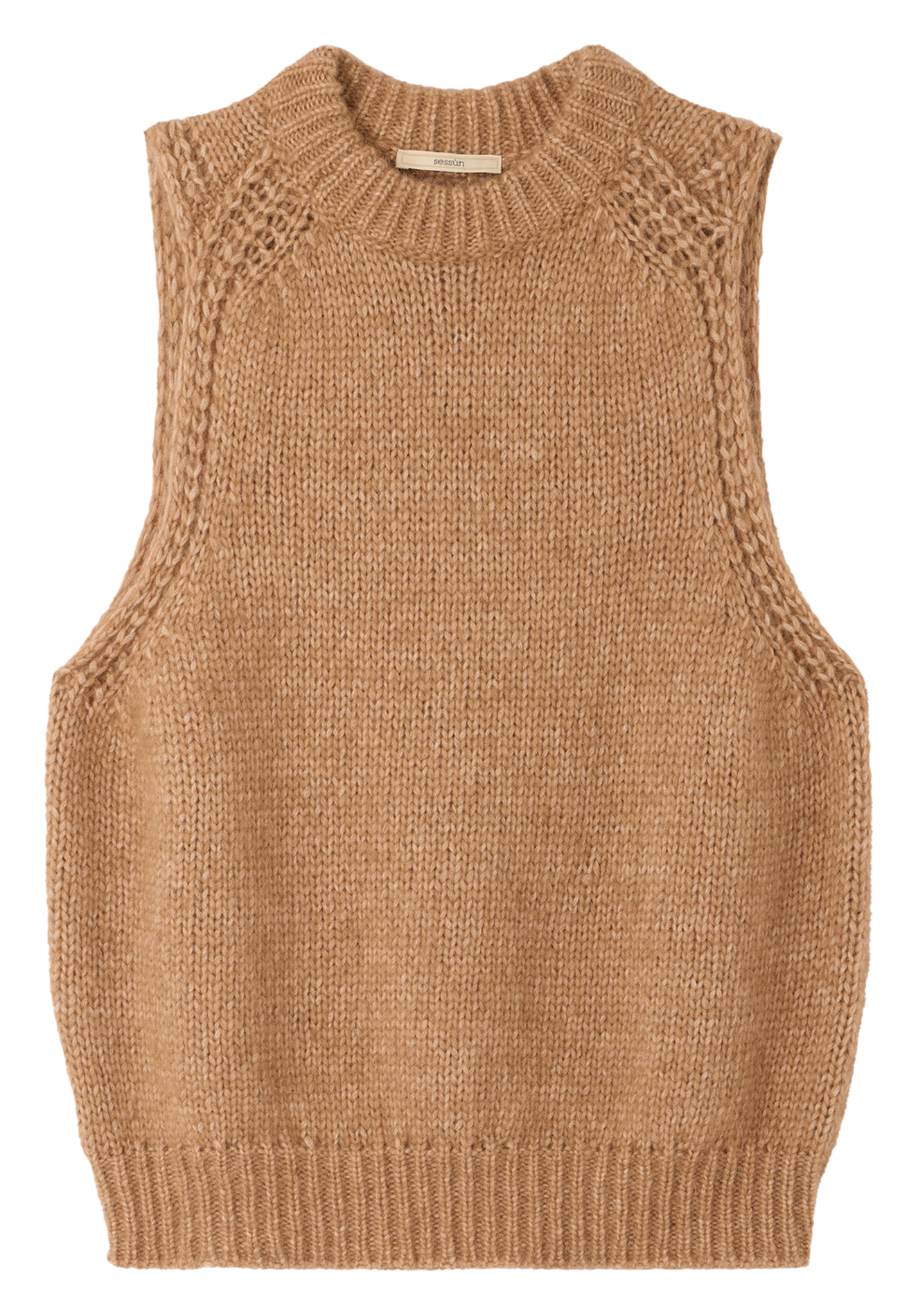 Pull sans manches à col rond en laine mélangée SESSUN Beige