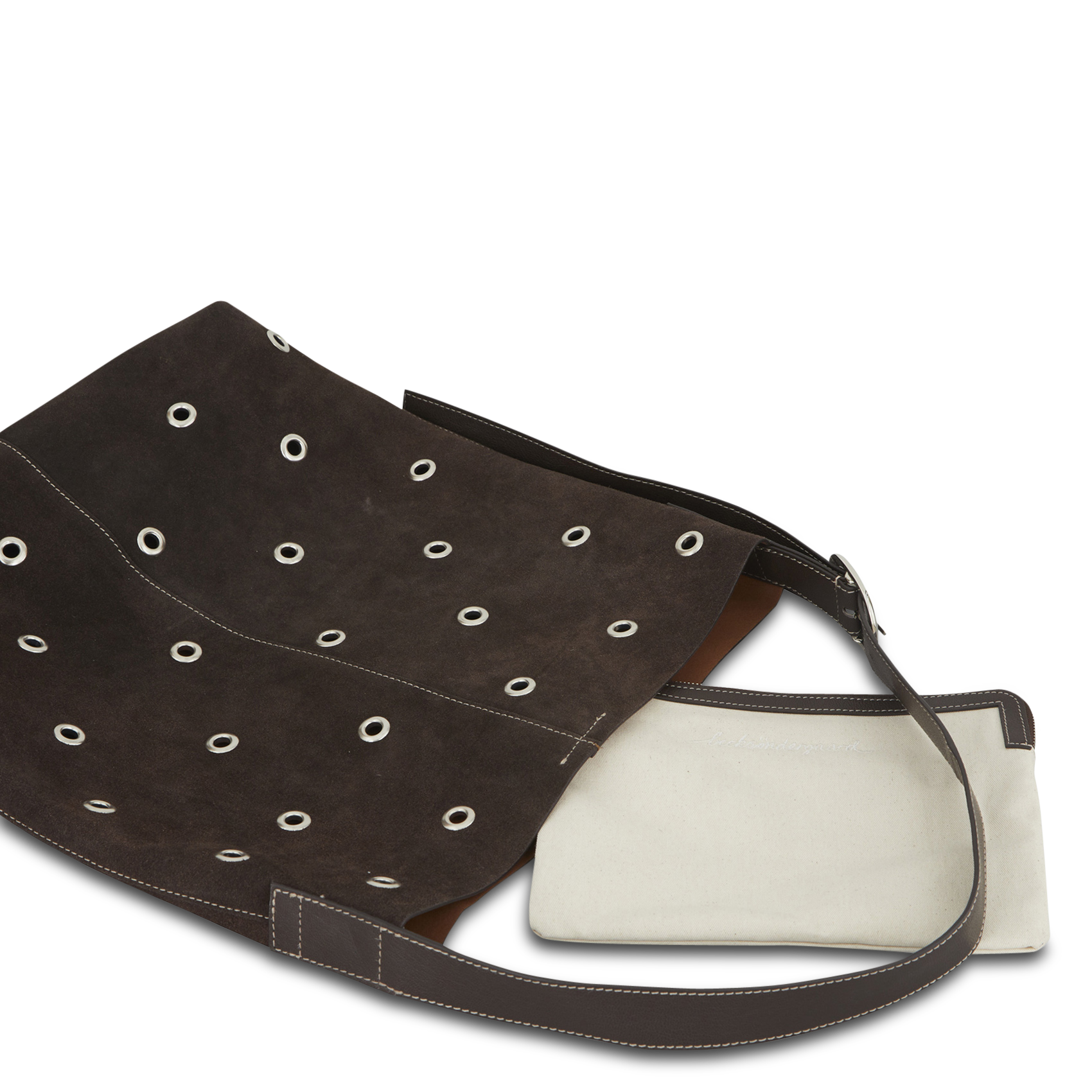 Schultertasche mit Ösen aus Leder BECKSONDERGAARD Braun