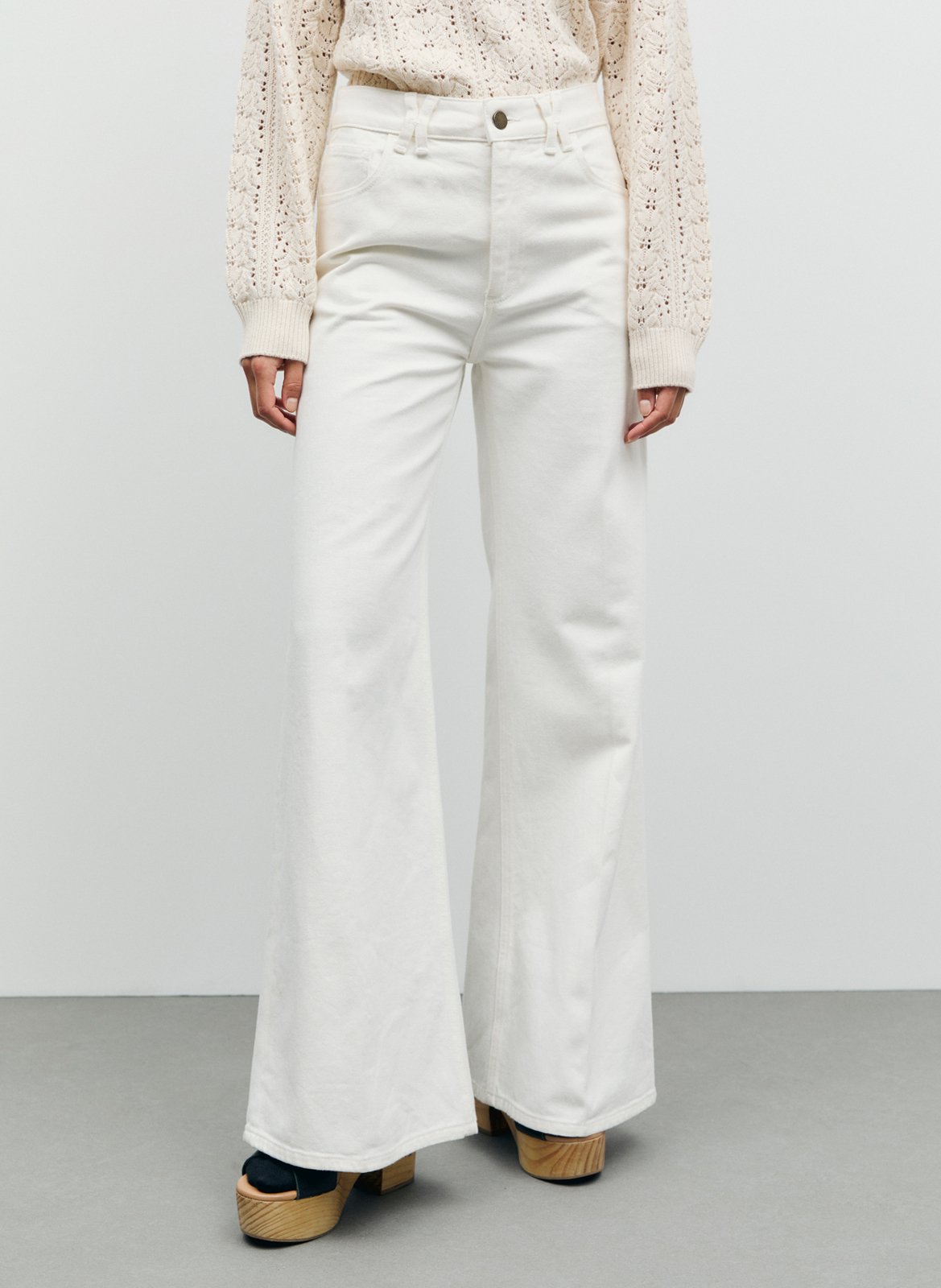 Pantalon flare taille haute uni GERARD DAREL Blanc