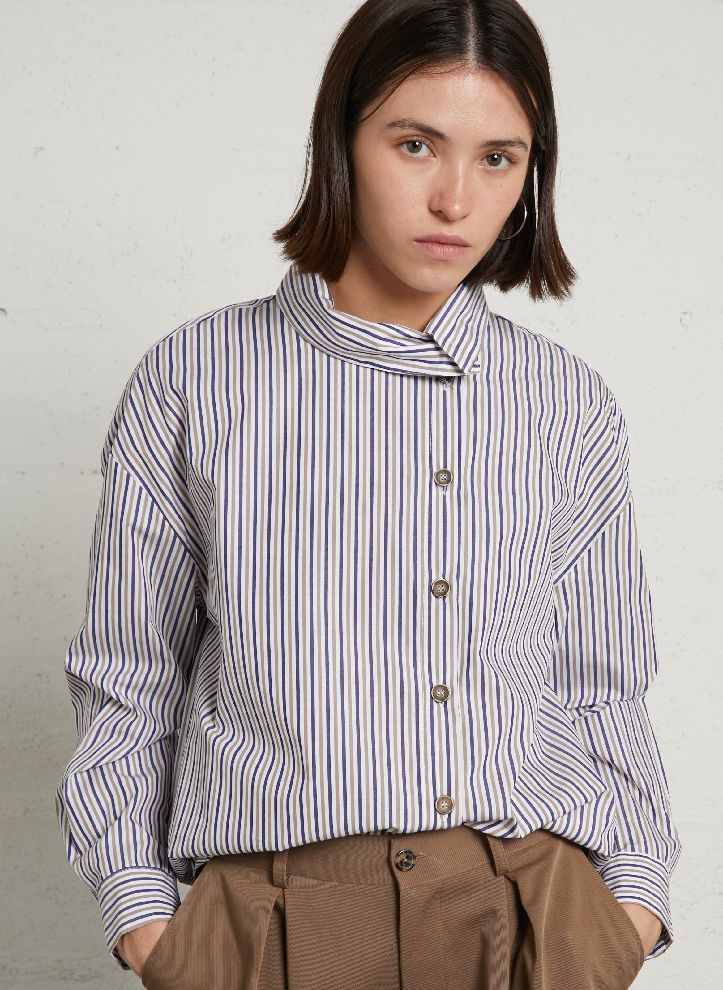 Long-sleeve cotton shirt PLEASE Blue