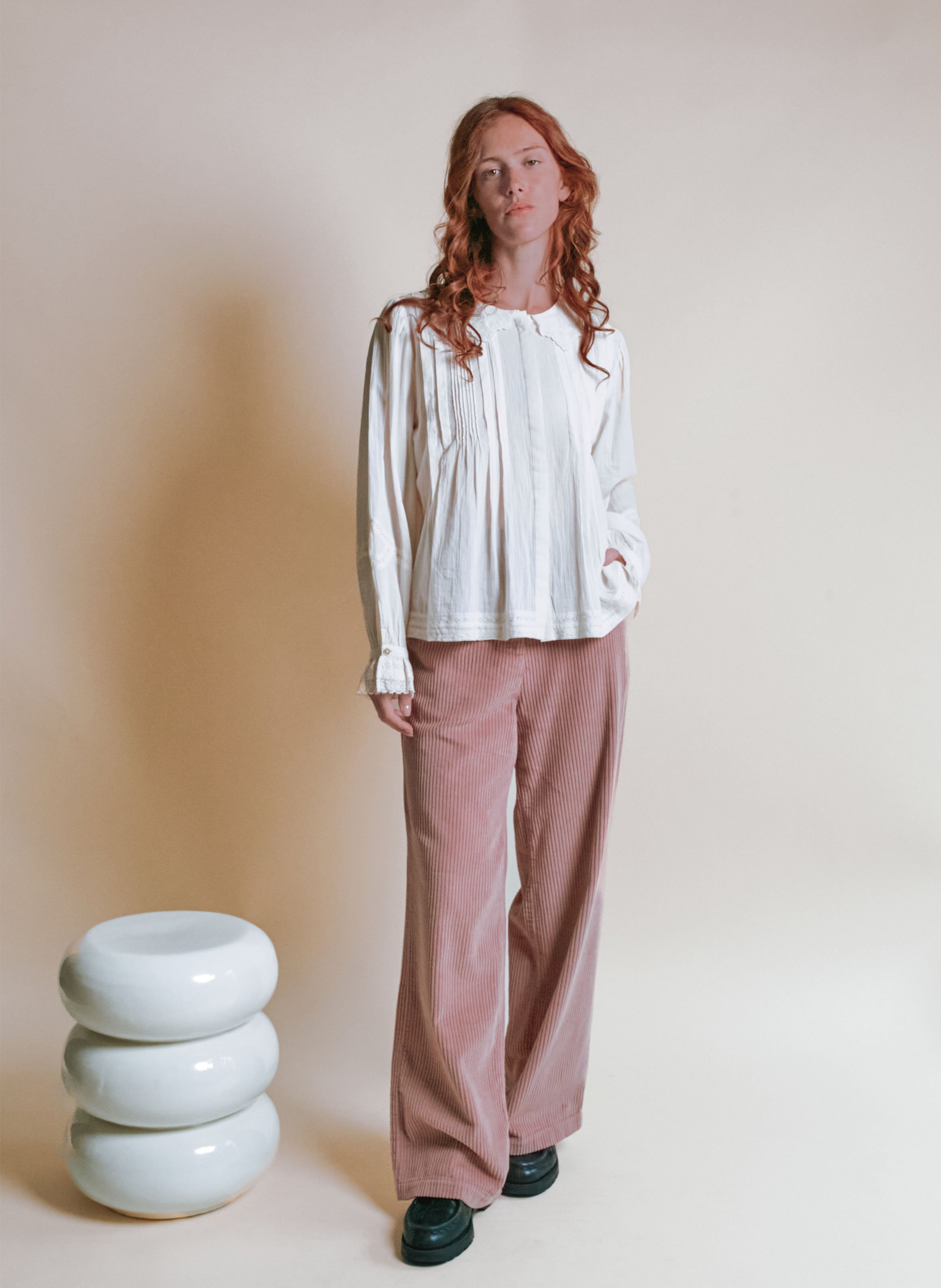 Baumwollbluse mit klassischem Kragen EMILE ET IDA Beige