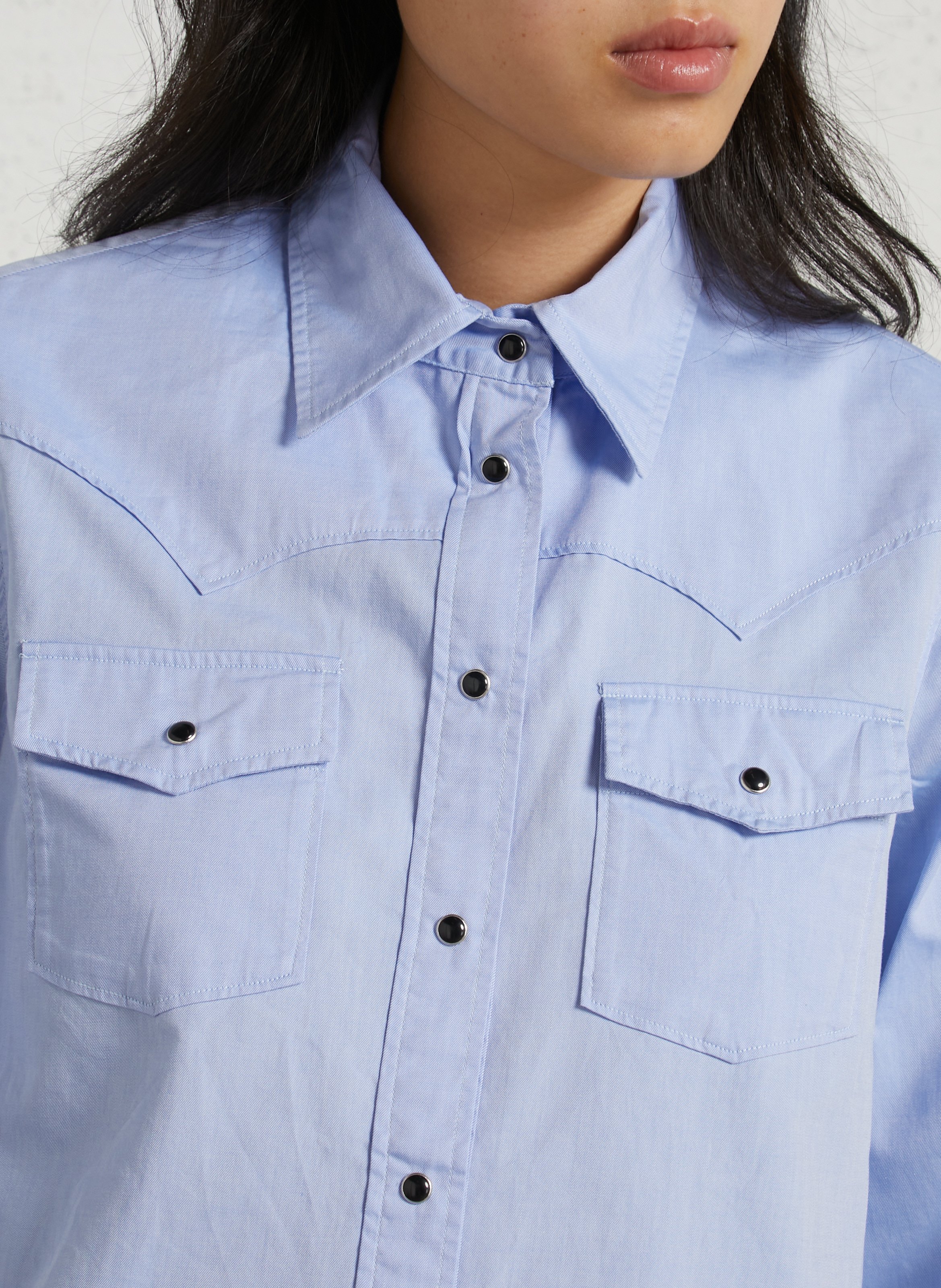 Plain cotton shirt DIEGA Blue