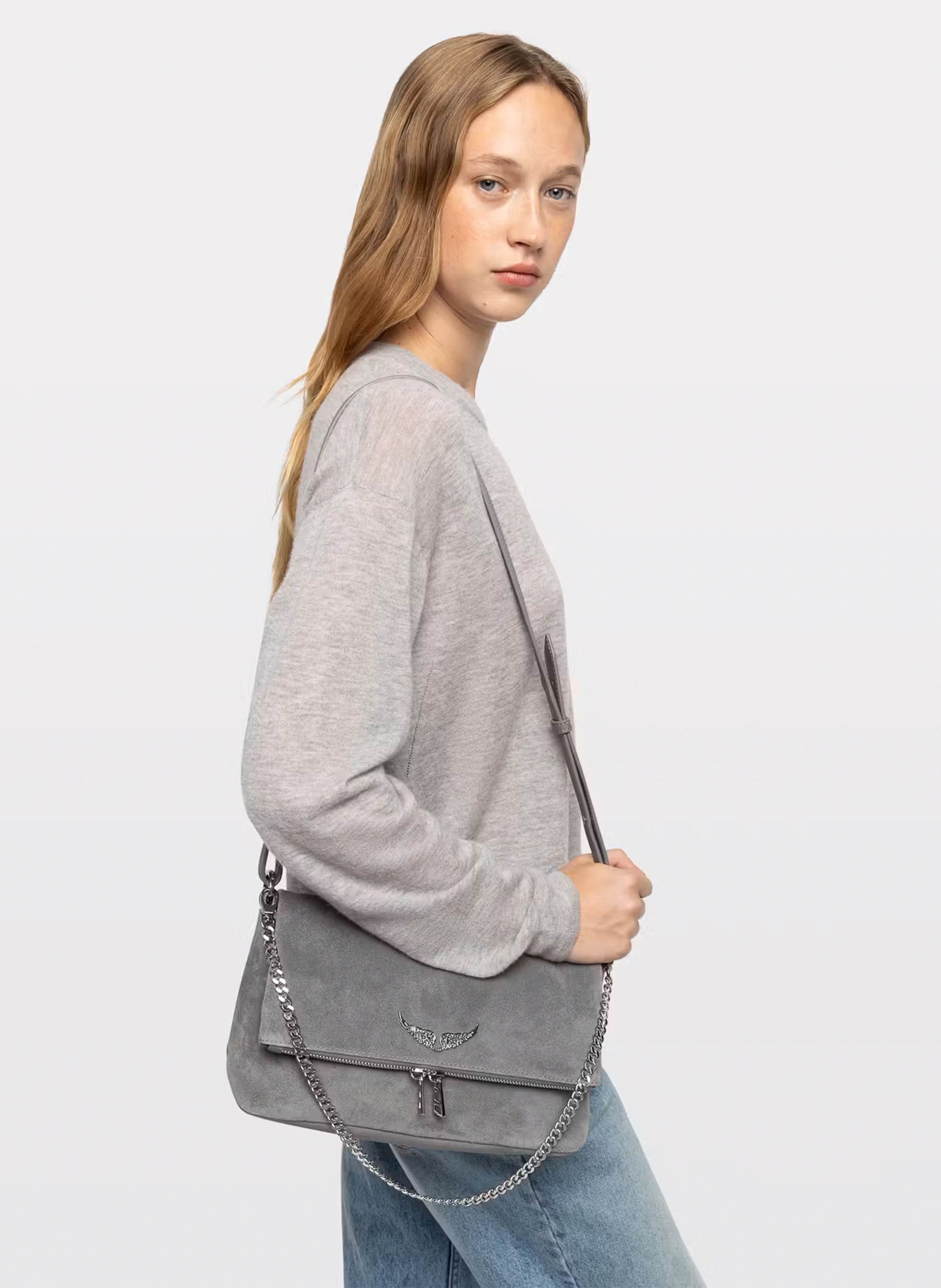 Leren schoudertas ZADIG&VOLTAIRE Grijs