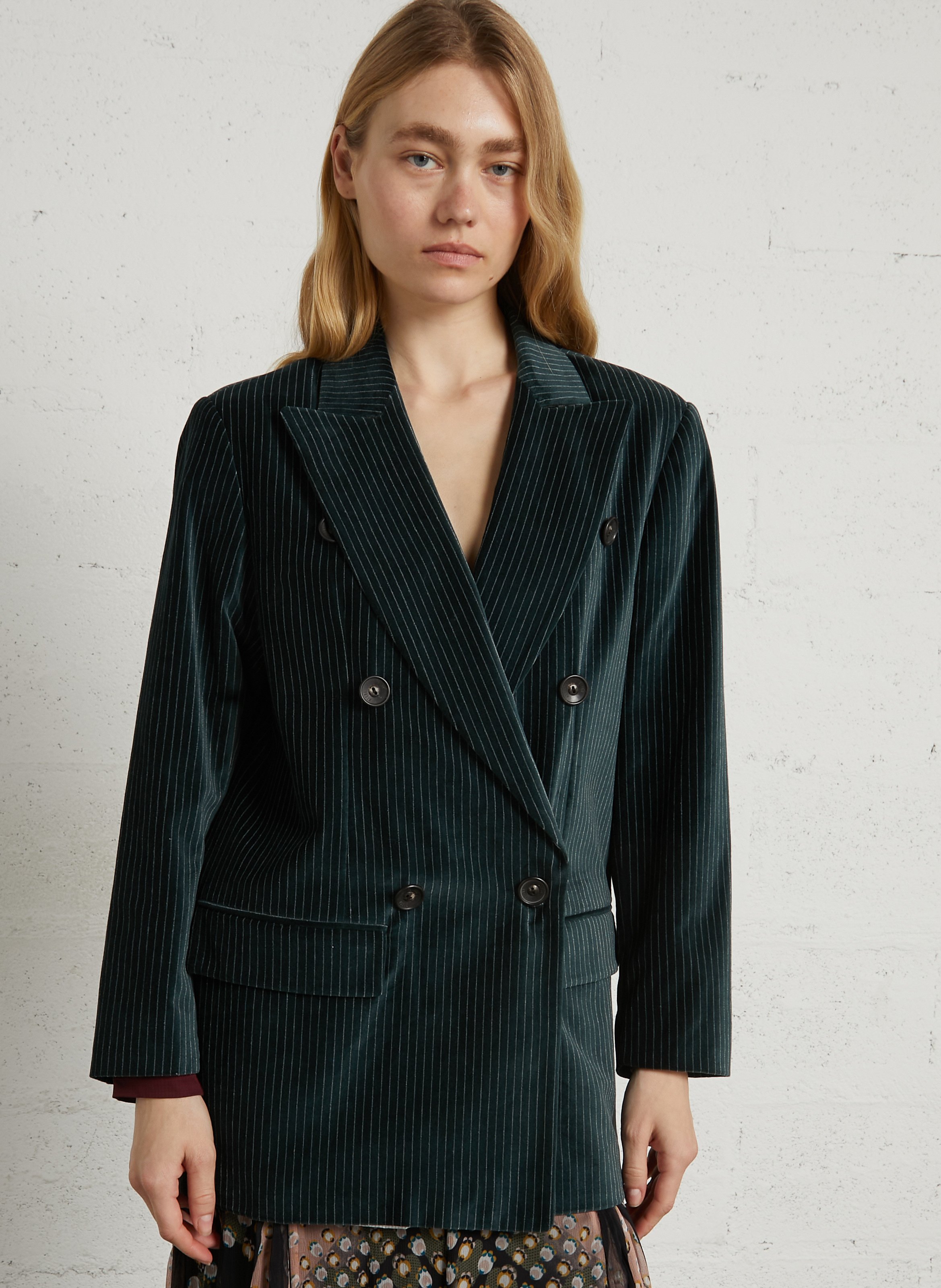 Striped cotton-blend straight-cut jacket with tailored collar DIEGA Black