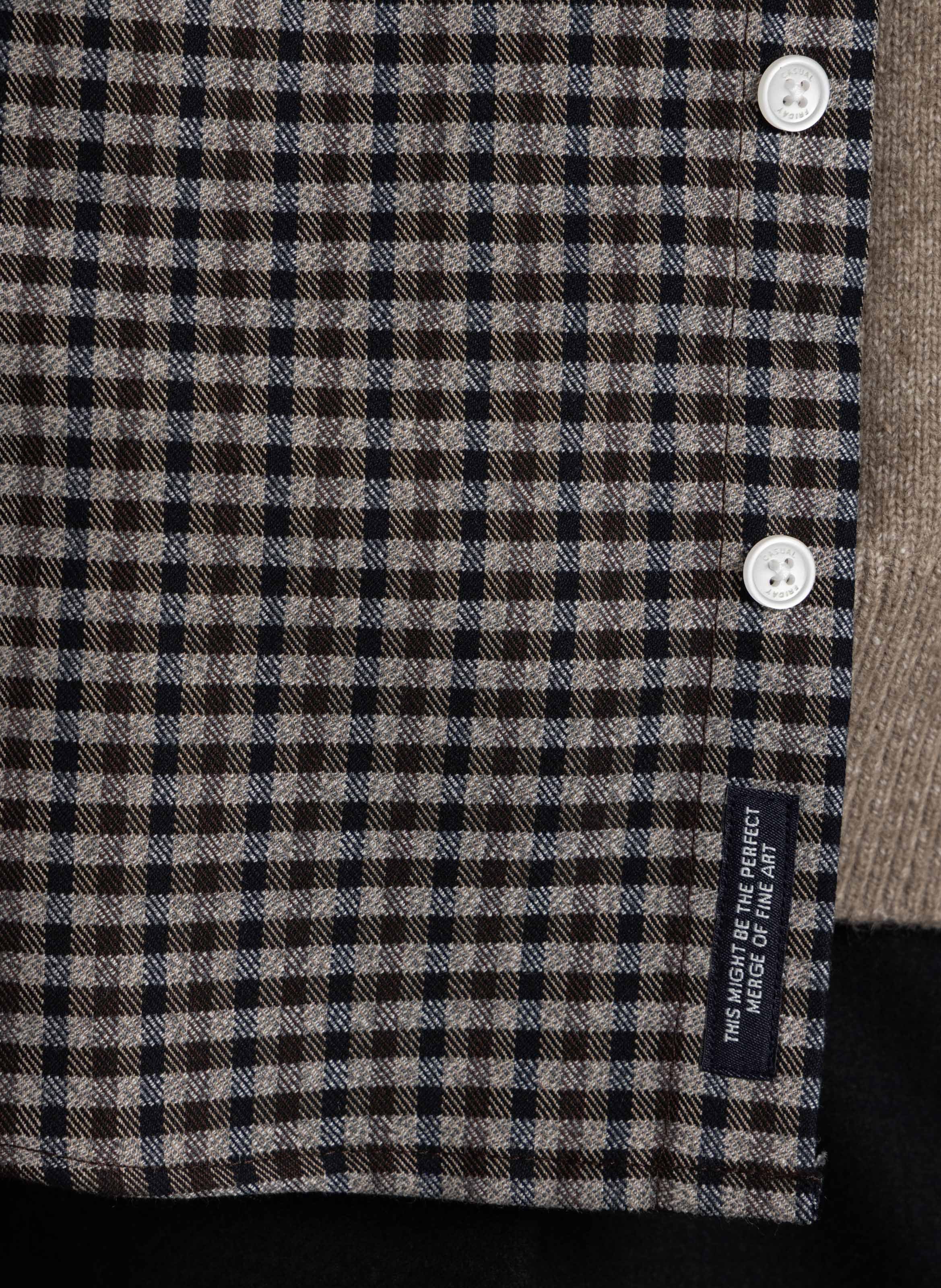 Checked shirt with tailored collar CASUAL FRIDAY Beige