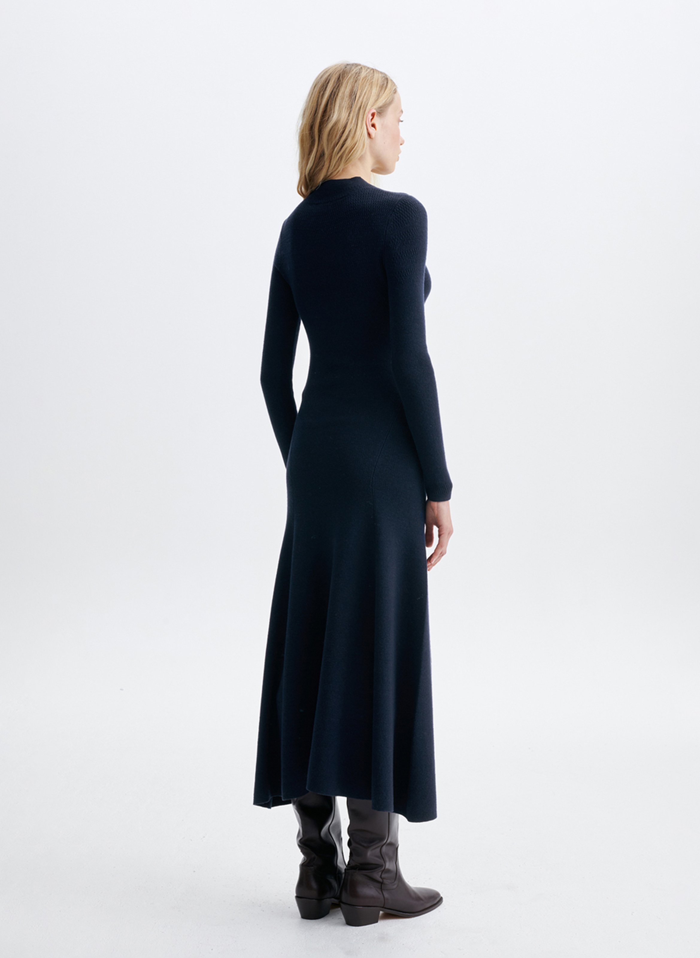 Fitted Long Dress with Pleats in Wool Blend VANESSA BRUNO Blue
