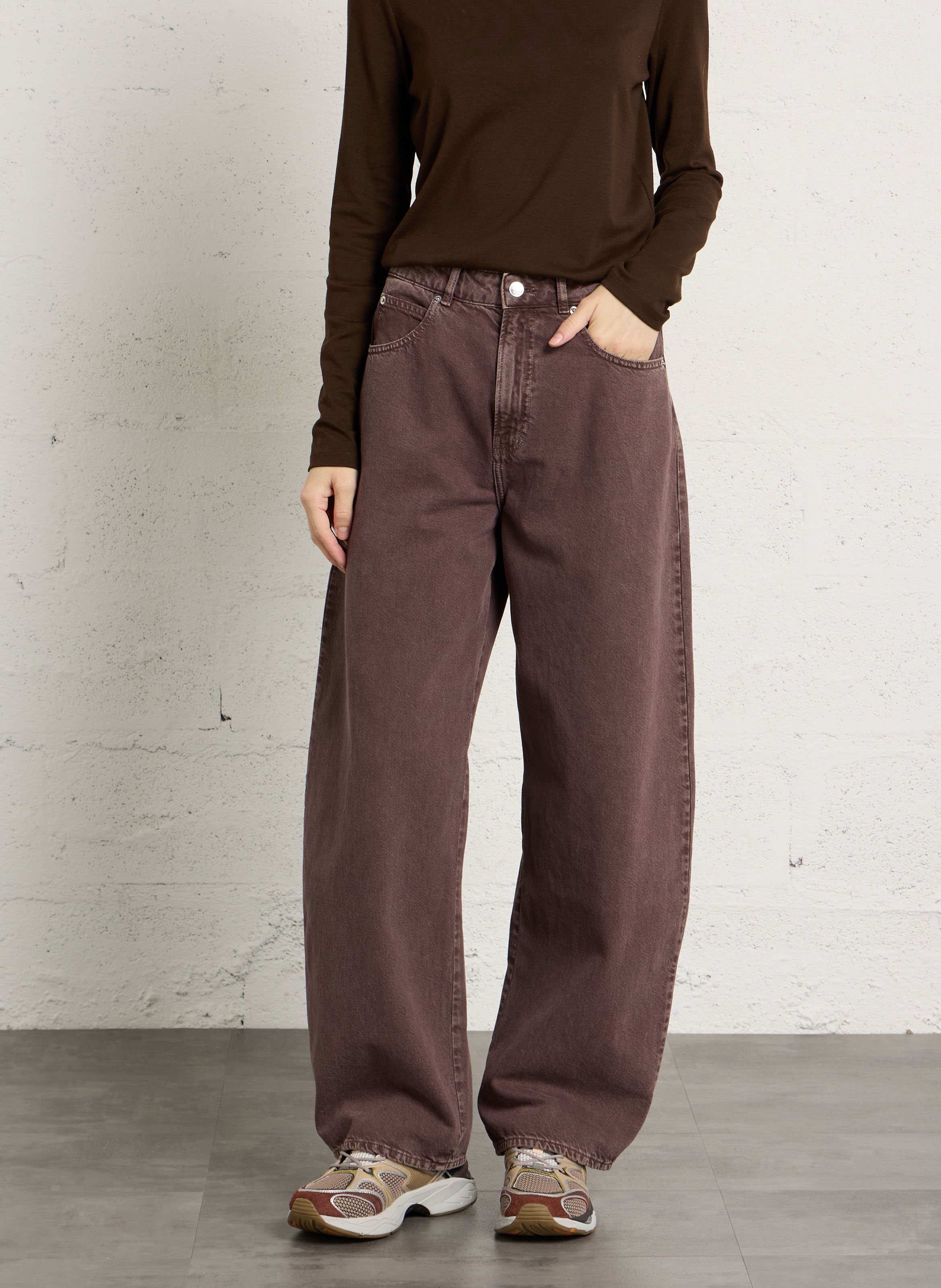Balloon-Fit-Jeans aus Baumwolle BERENICE Pflaume
