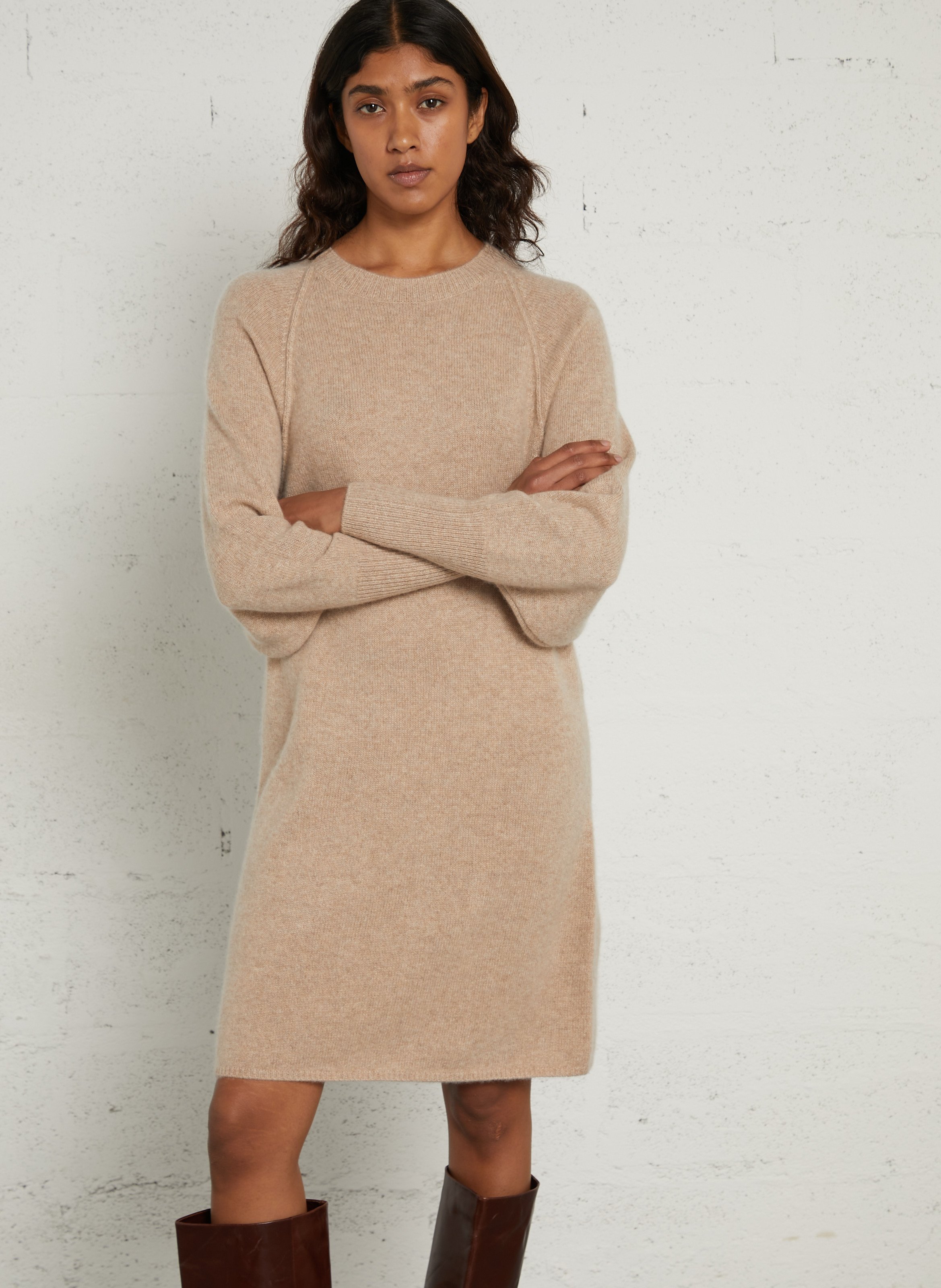 Gerades Kaschmir-Pulloverkleid MAISON 123 Grau
