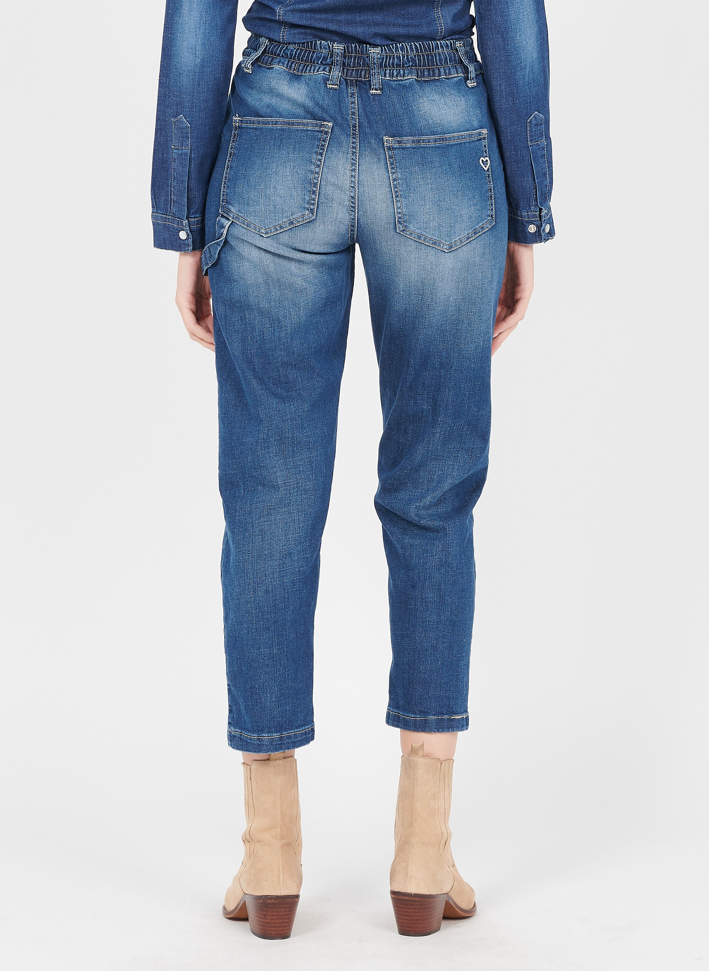 Straight cotton denim pants PLEASE Blue