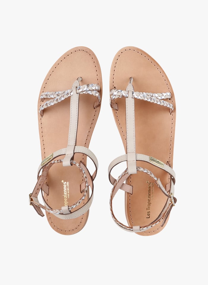 Platte Leren Sandalen Creme Multi Les Tropeziennes Par M.belarbi