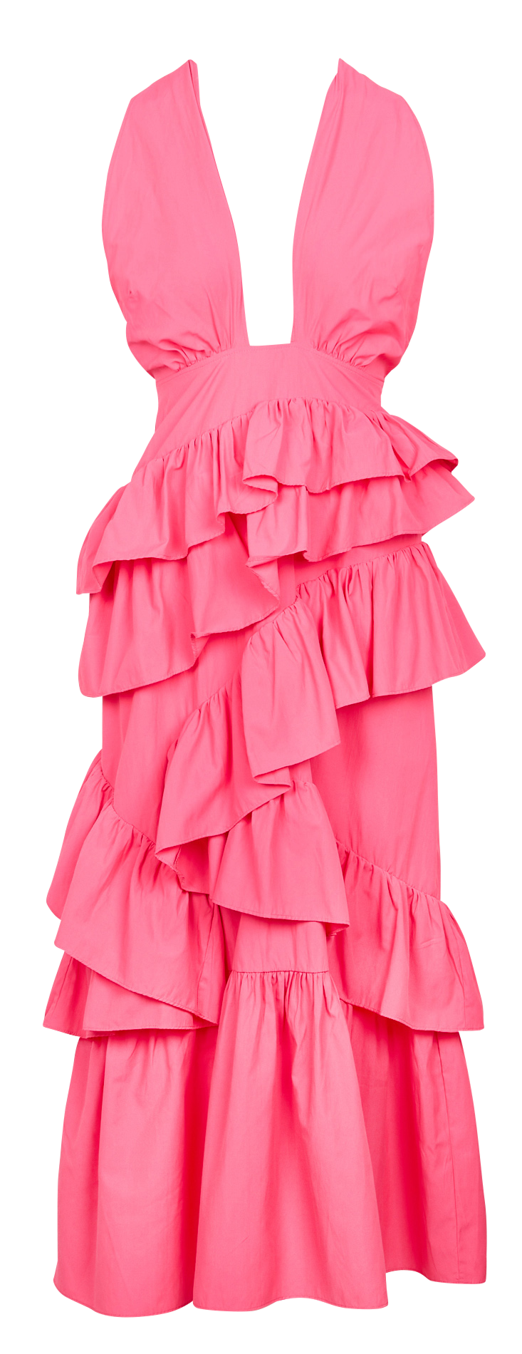 Robe longue à volants asymétriques  SUNDRESS Rose