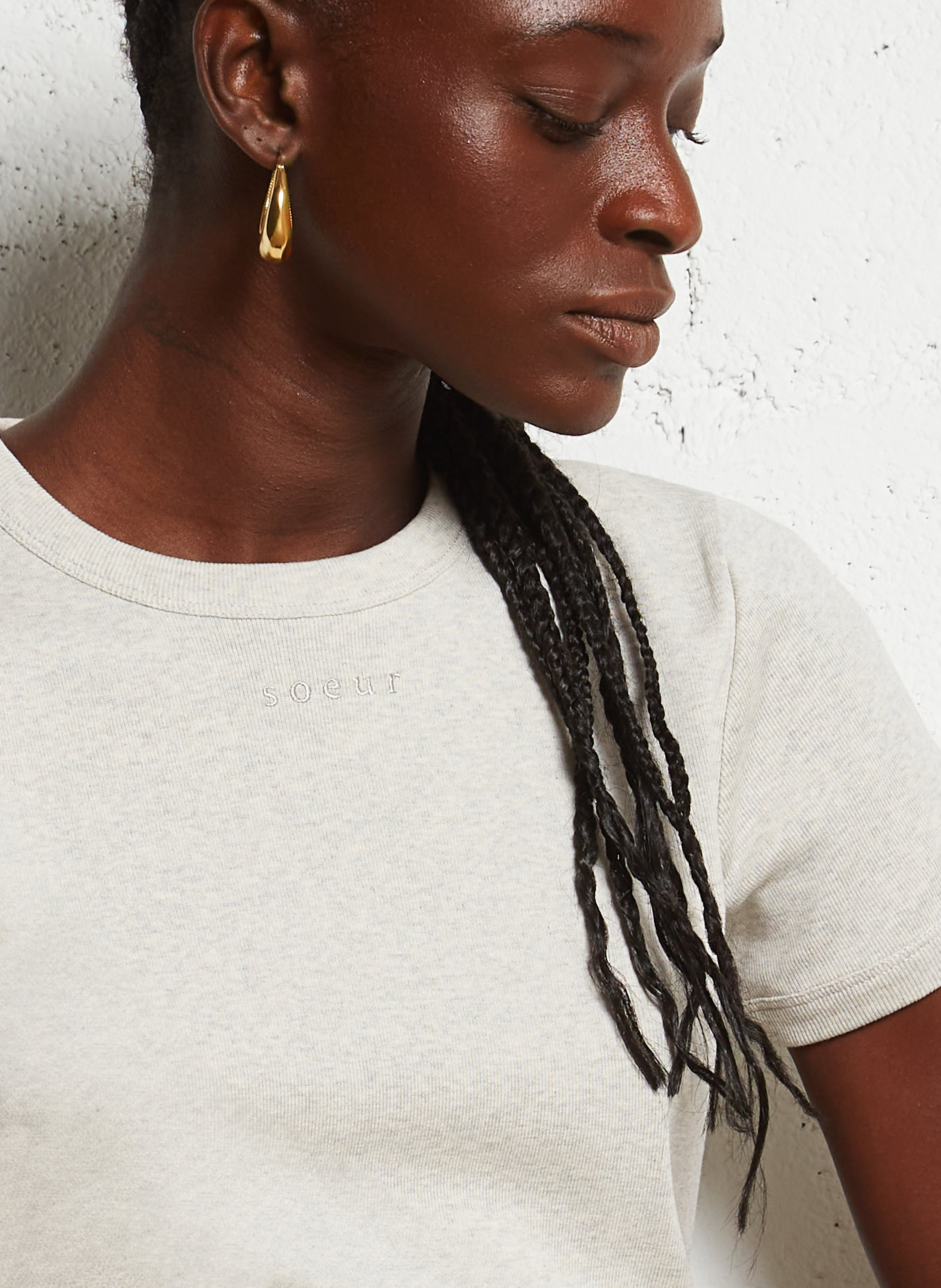 Tee-shirt droit col rond en coton bio SOEUR Gris