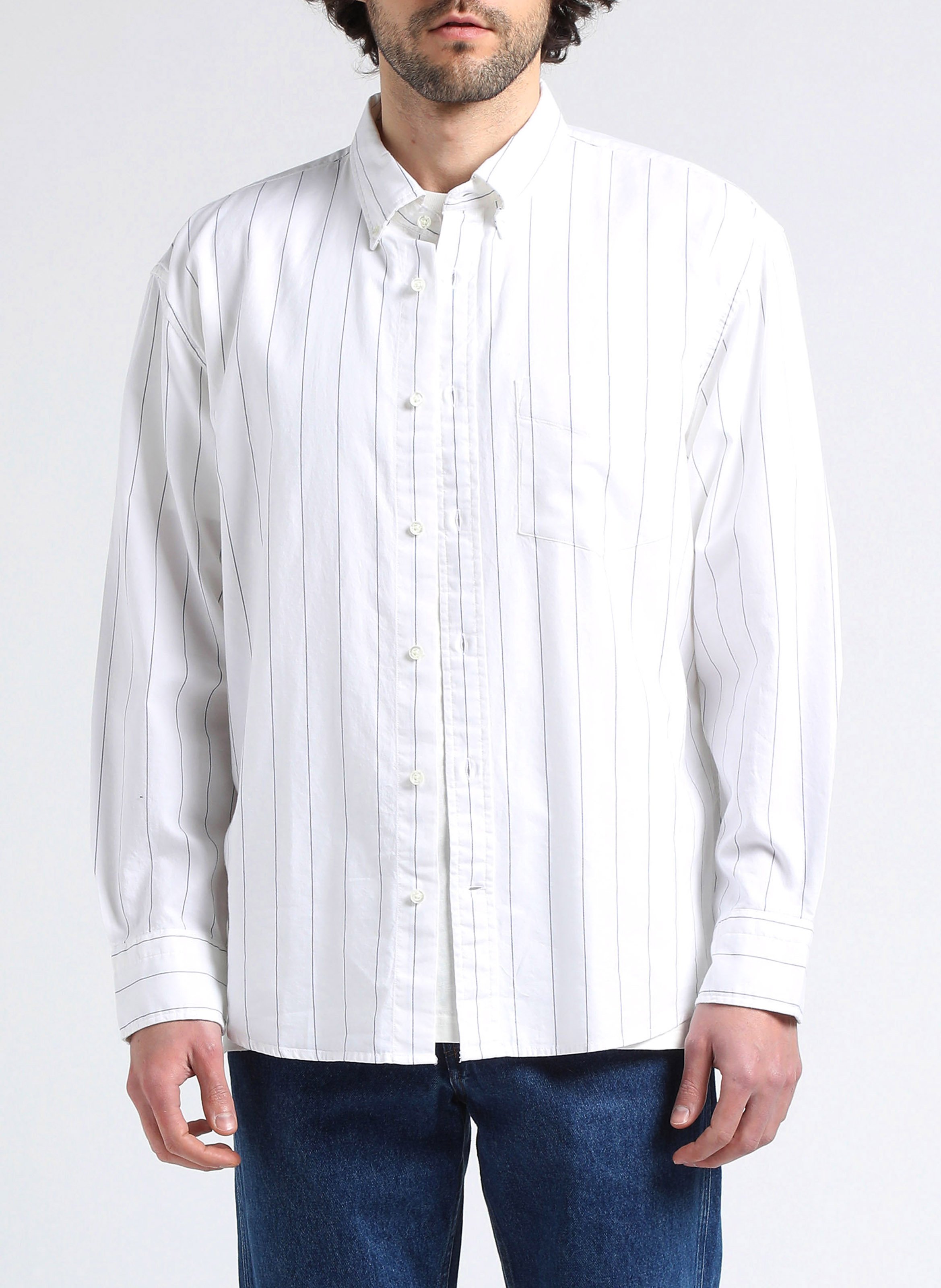 Regular-fit striped cotton shirt with button-down collar GANT Beige