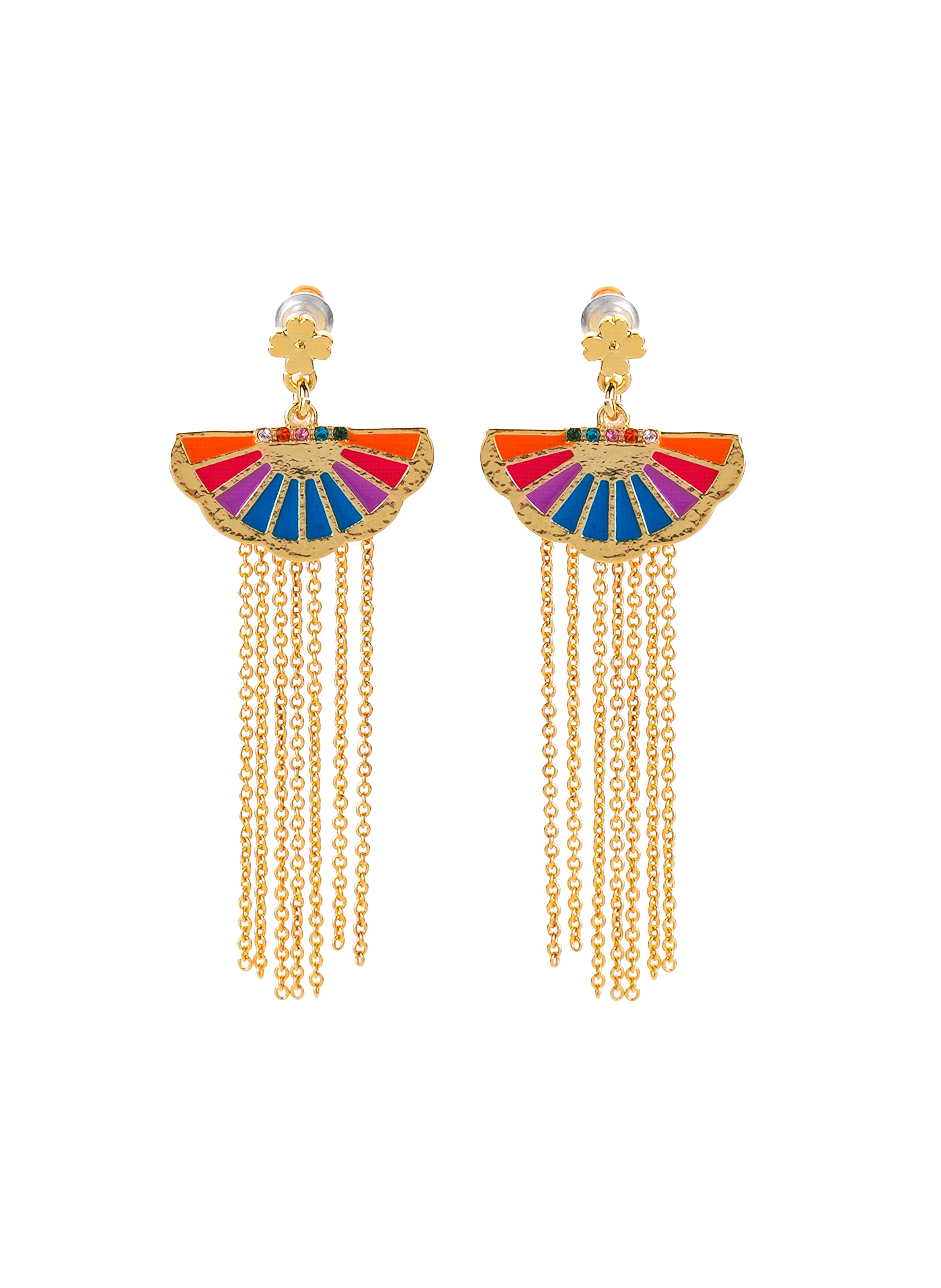 Earrings with cabochon and chains for pierced ears HIPANEMA Multicolored