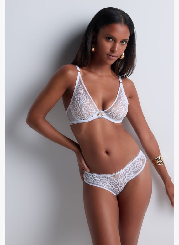 A la Folie kohl black underwired triangle bra | White by AUBADE A la Folie kohl black underwired triangle bra White