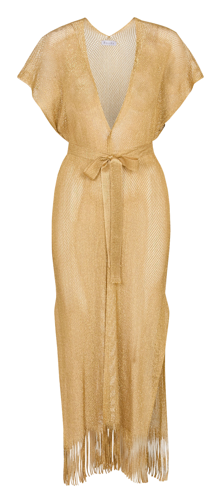Glanzend, gebreid vest BELIZA Goudkleurig
