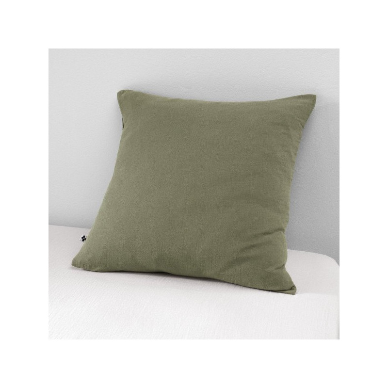 Cotton percale pillow case L'EFFET PAPILLON Green