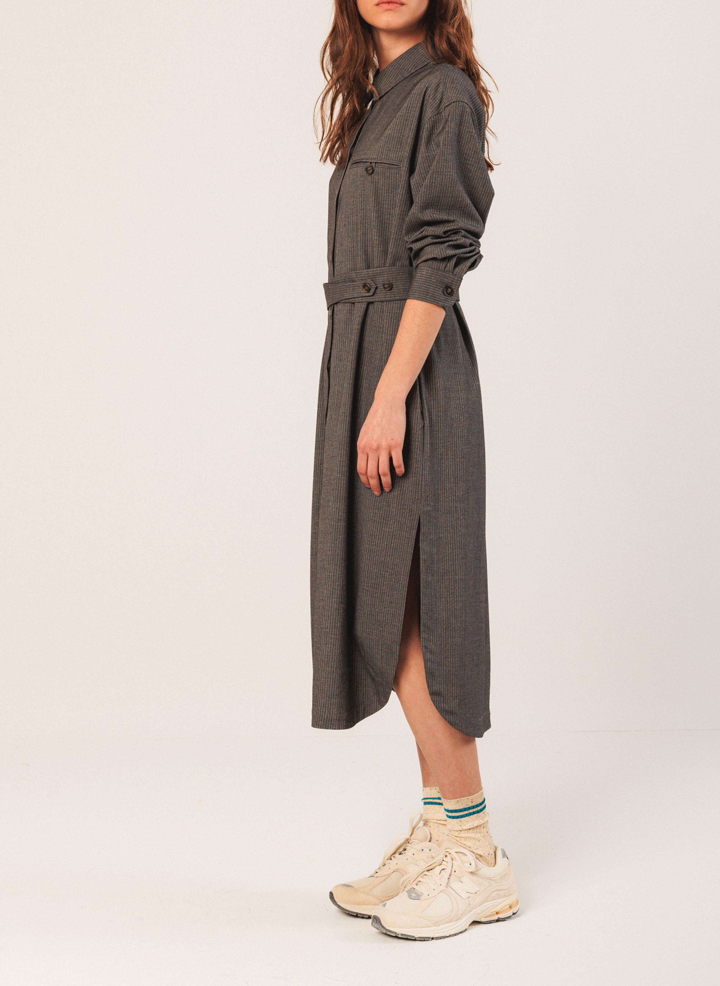 Midi dress with classic collar INDI & COLD Silver