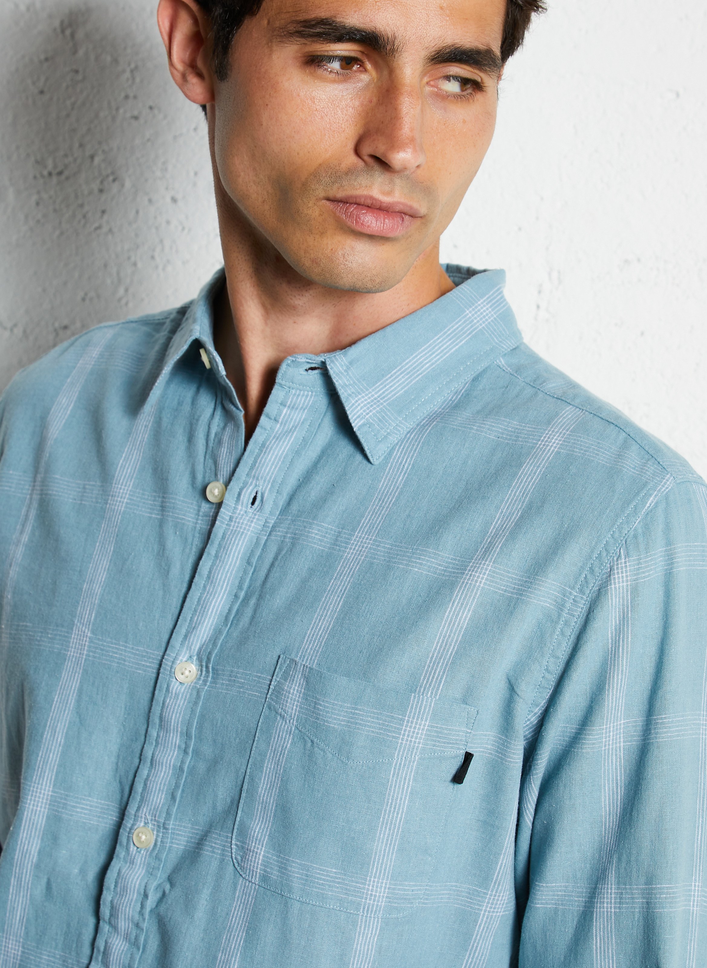 Chemise slim en lin mélangé DOCKERS Bleu