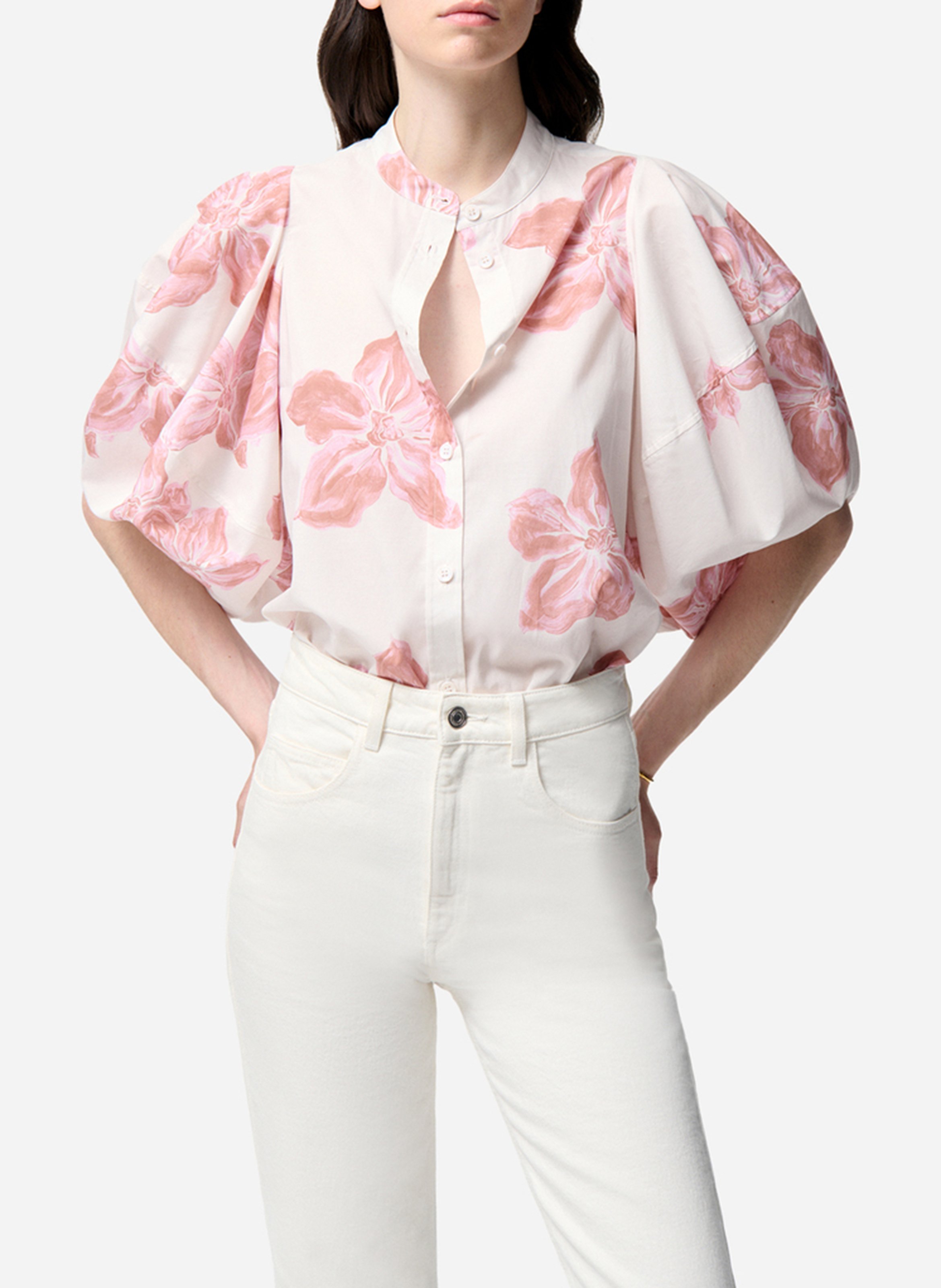 Gedrukte blouse met pofmouwen VANESSA BRUNO Roze
