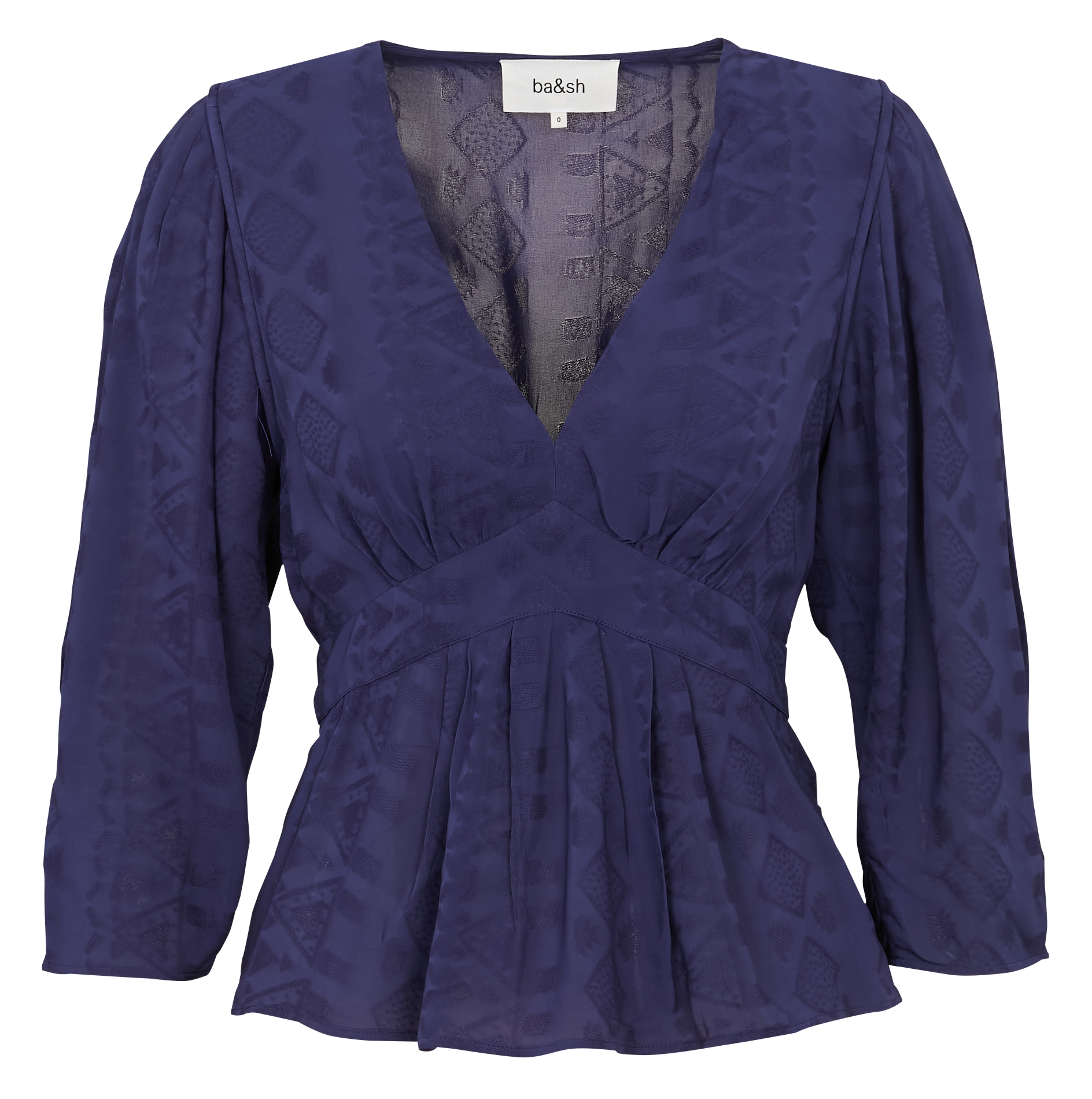 Top col V en jacquard BA&SH Bleu