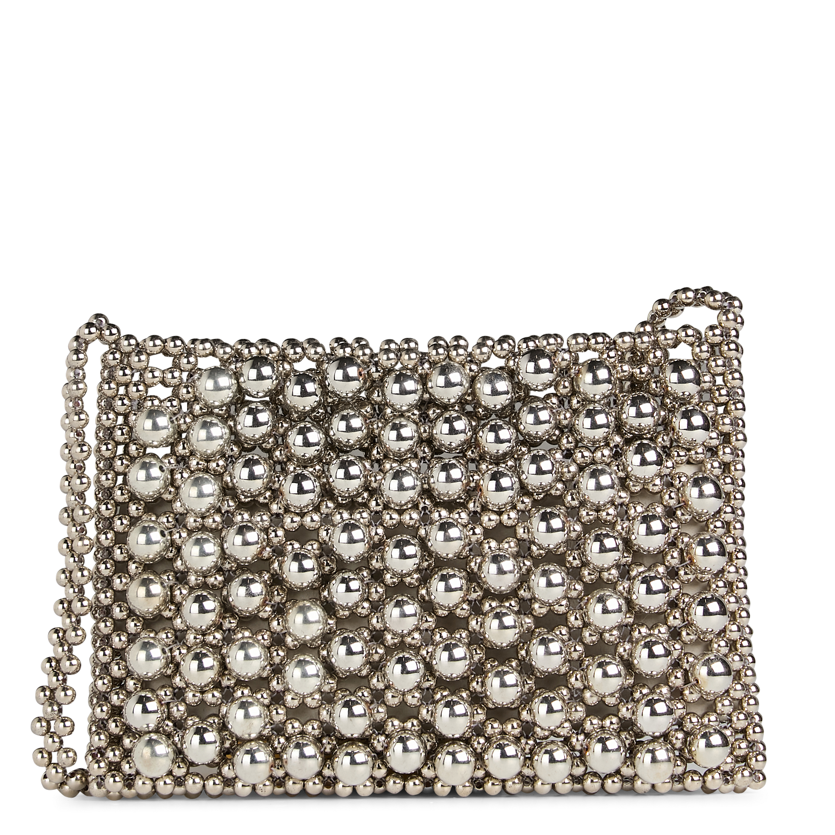 Beaded shoulder bag FEEKA Silver