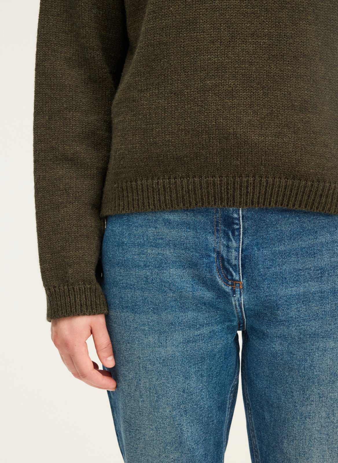 Pull droit col rond en maille PABLO Kaki