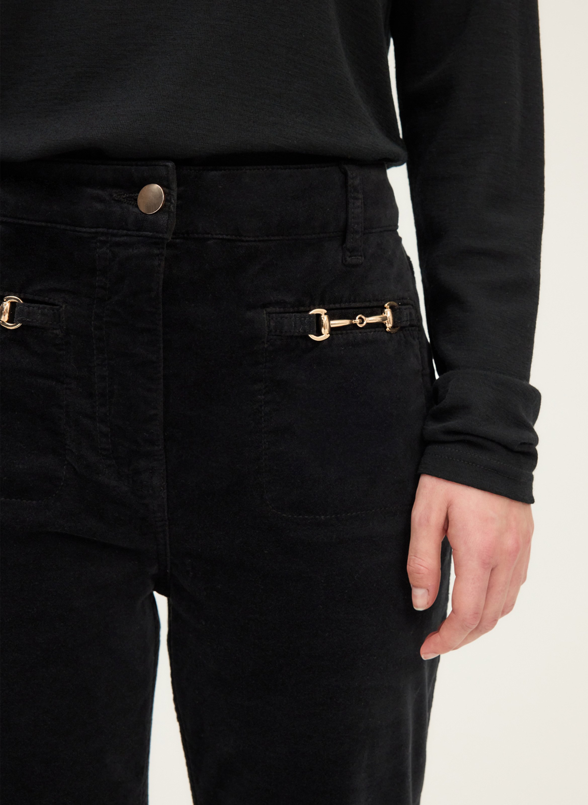 Flared velvet pants PABLO Black