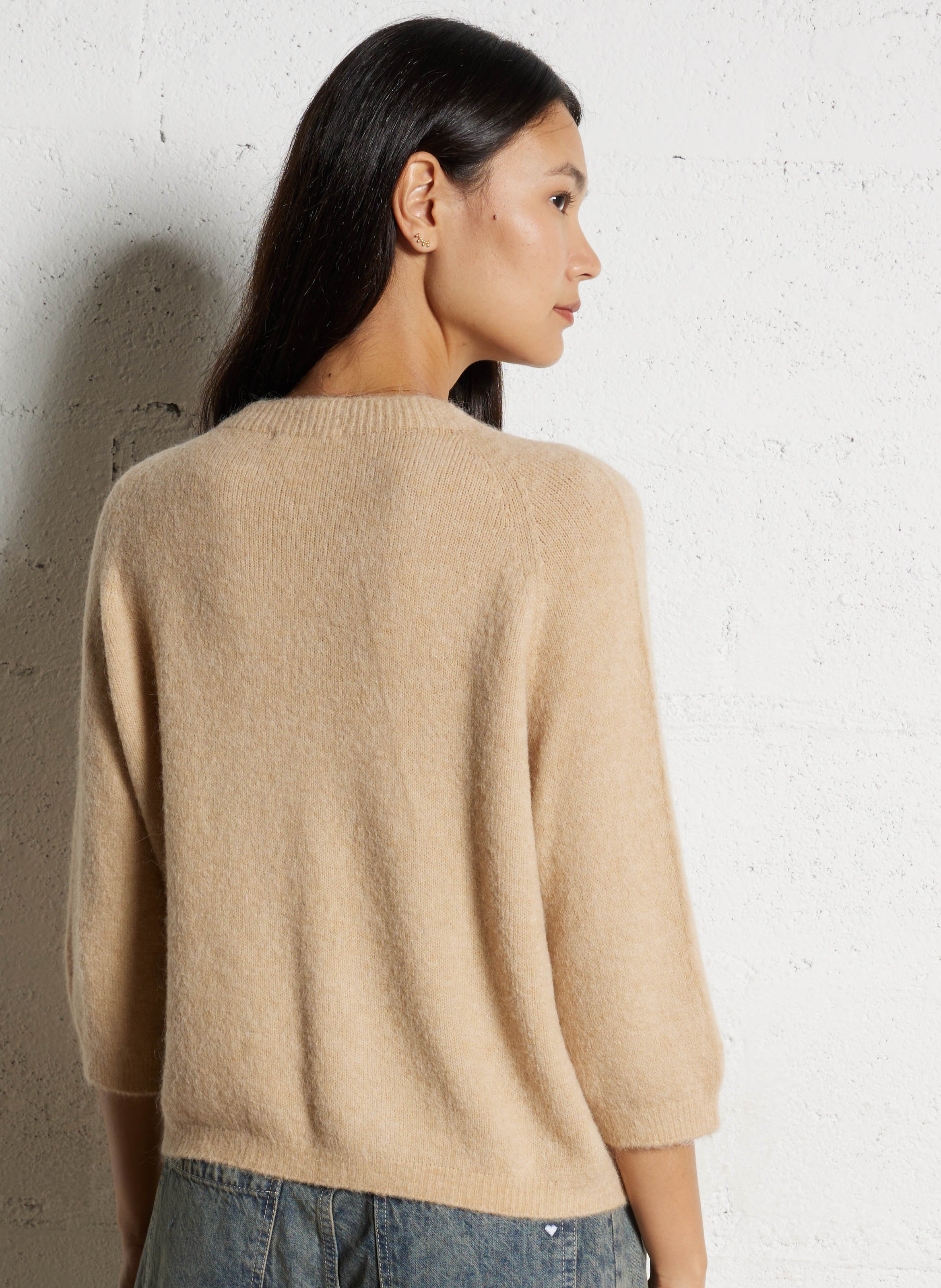 Pull col rond  PLEASE Beige