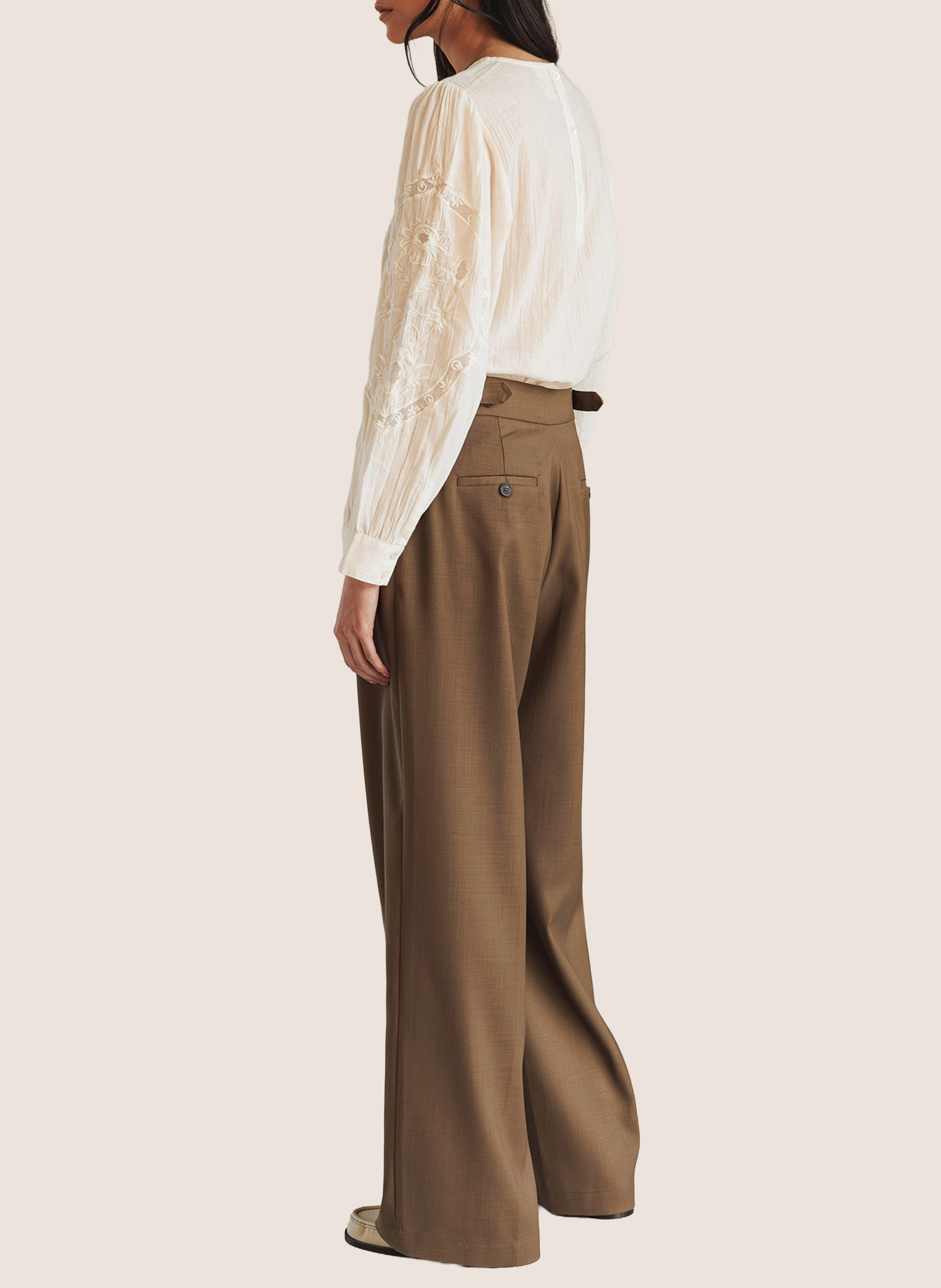 Top droit col rond en coton bio INDI & COLD Blanc