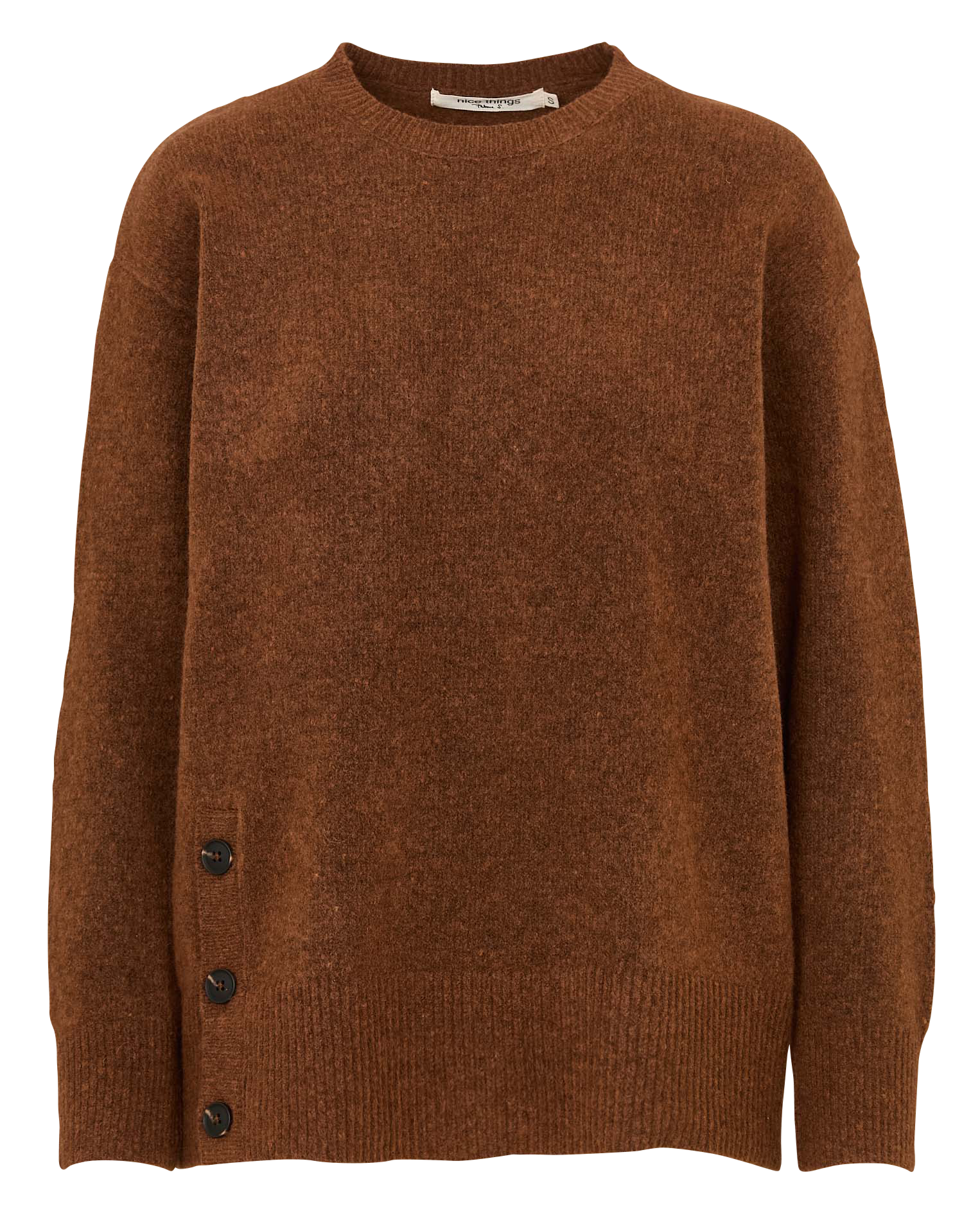 Pull ample boutonné en laine mélangée NICE THINGS Beige