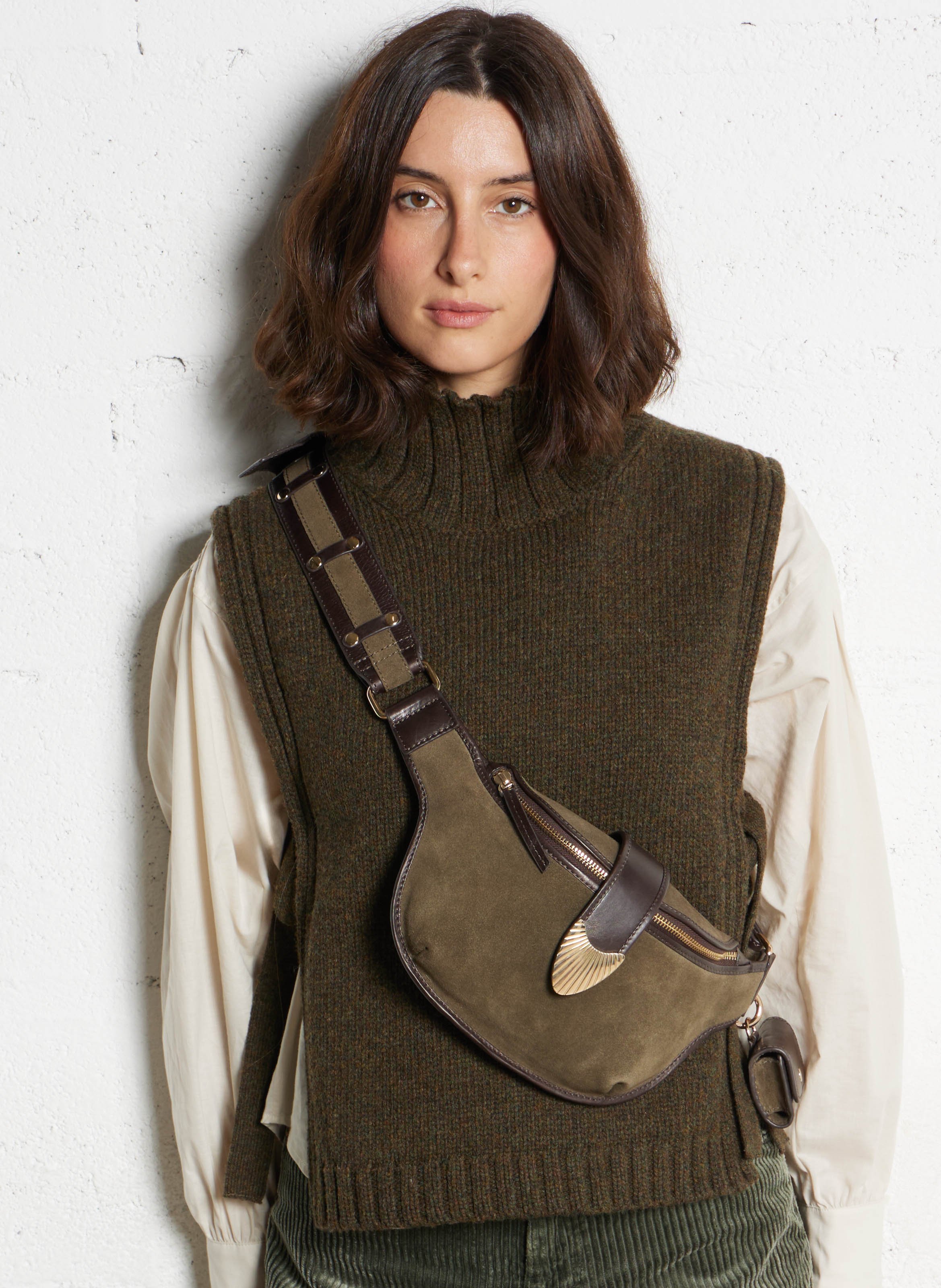 Sac banane en cuir  MAISON 123 Kaki