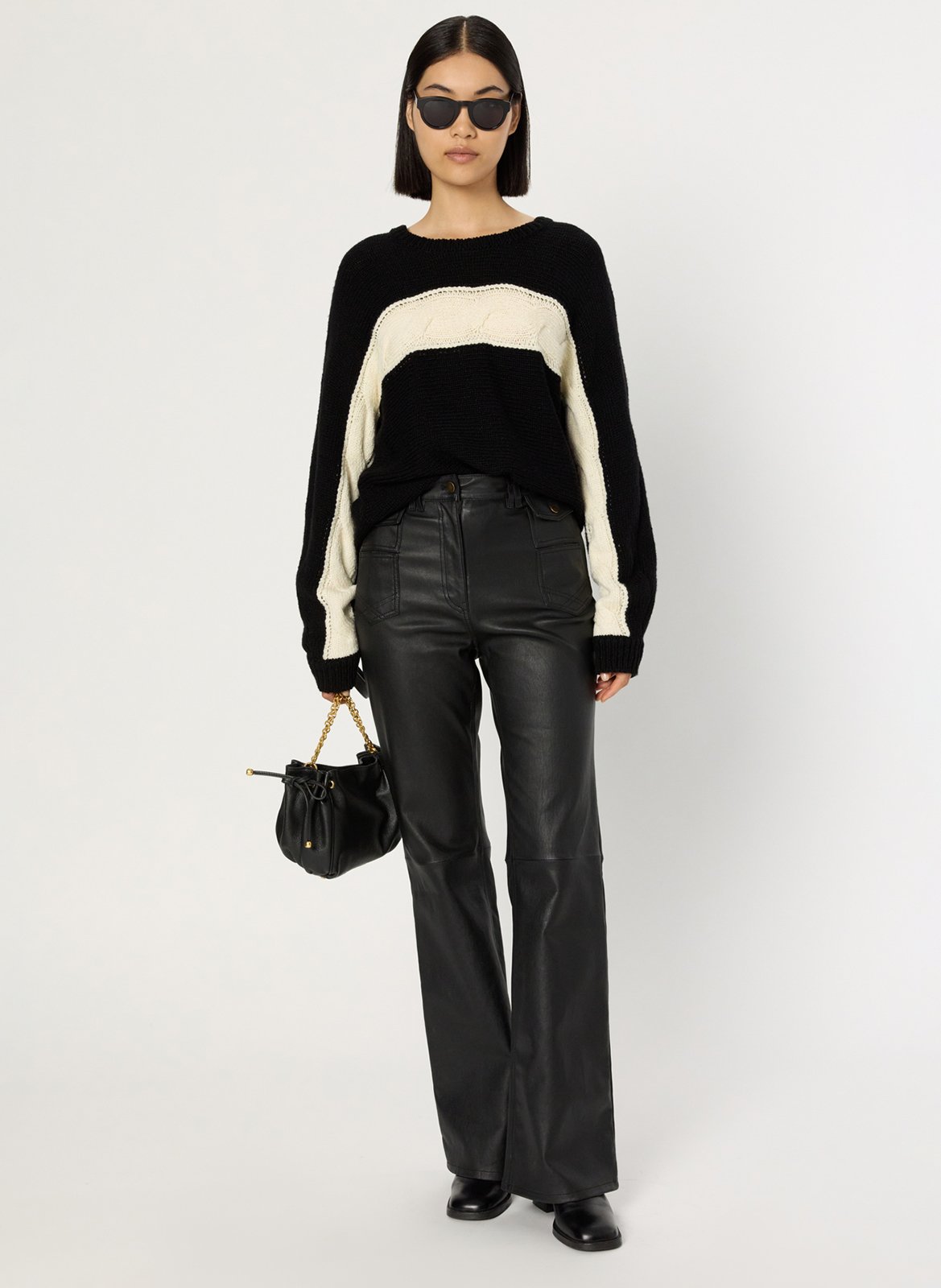 Pull col rond en laine  GERARD DAREL Noir