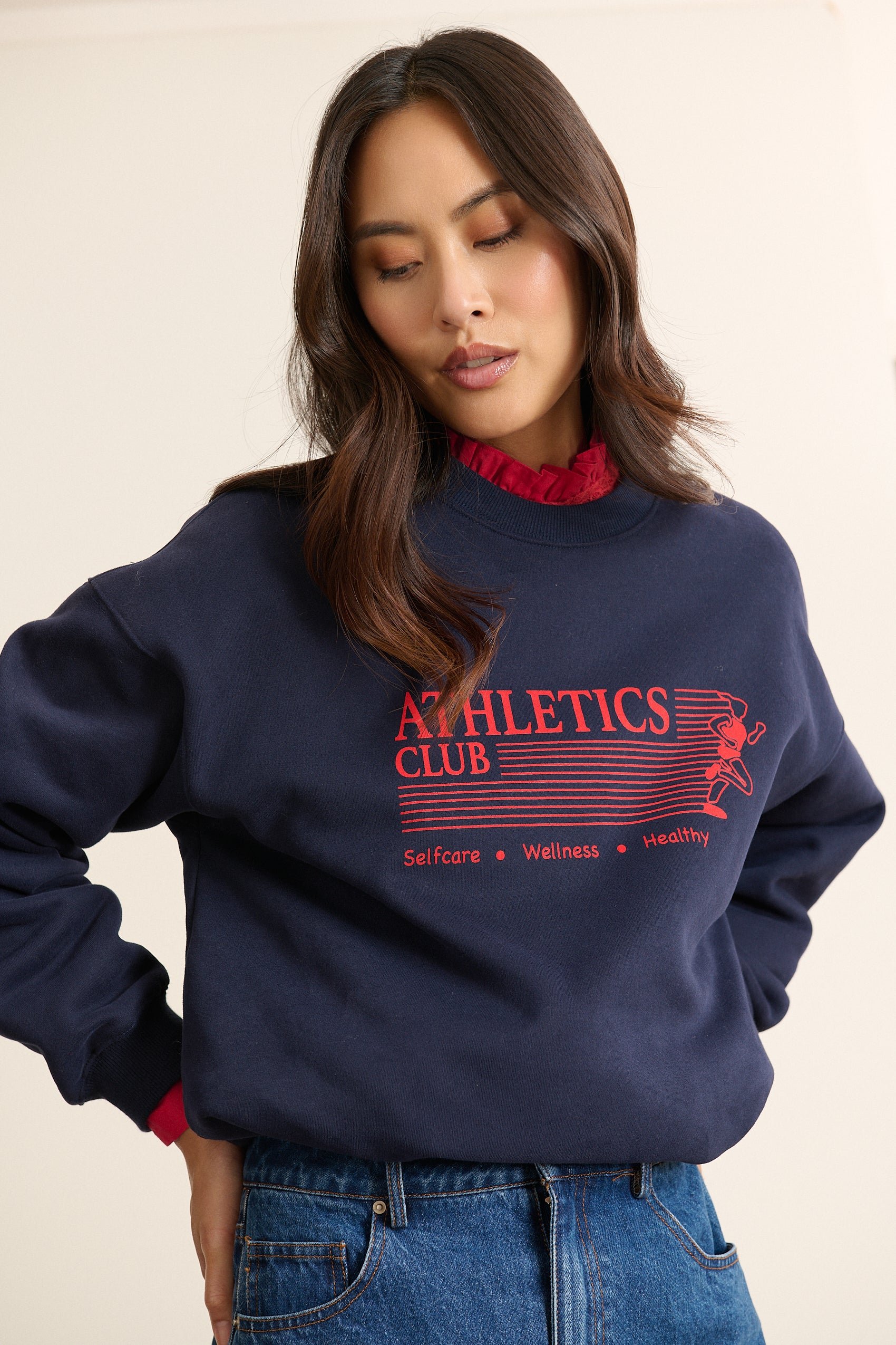 Oversized round neck sweatshirt with print GARANCE PARIS Blue
