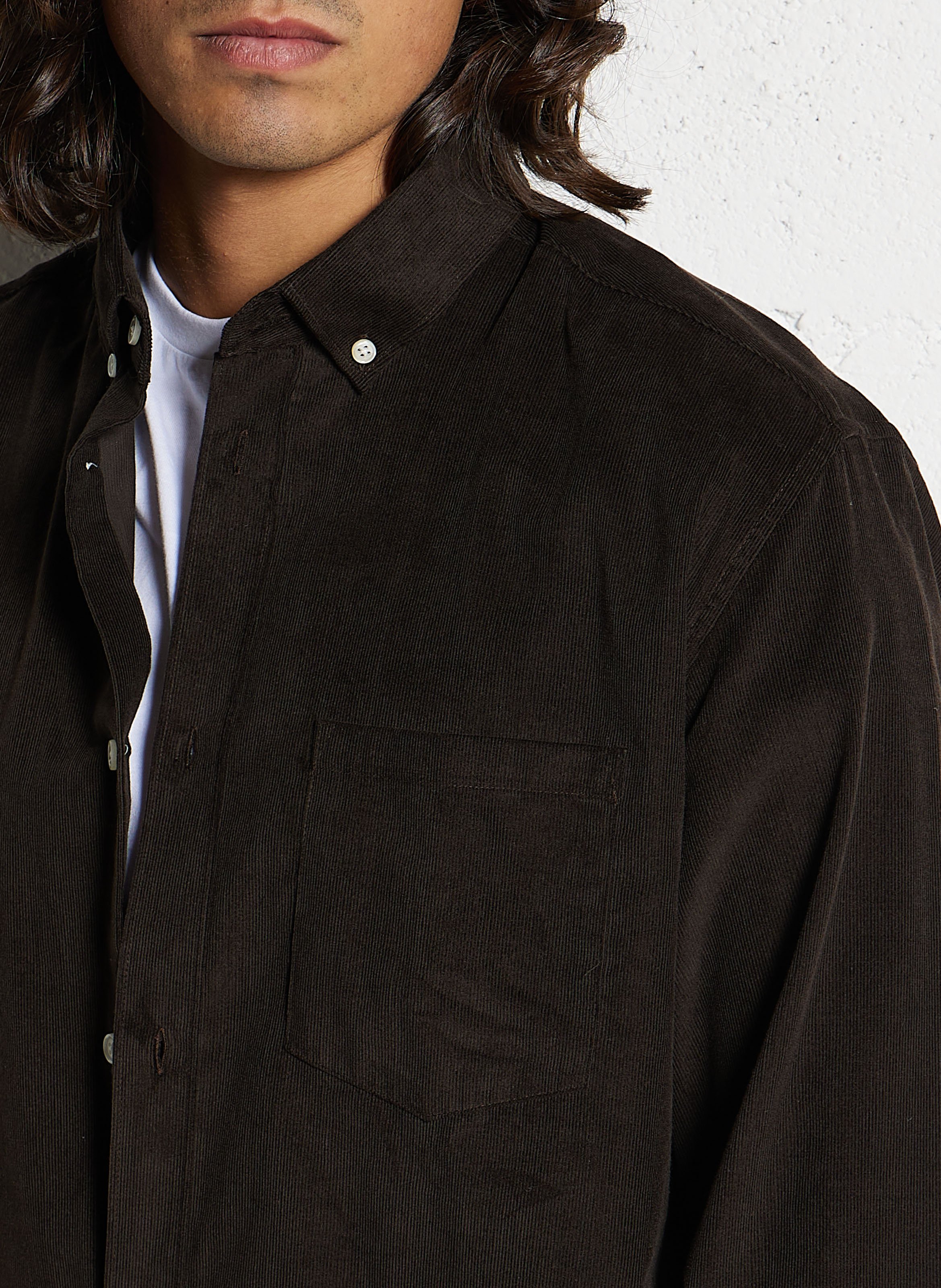 Straight ribbed cotton shirt AU PRINTEMPS PARIS Brown