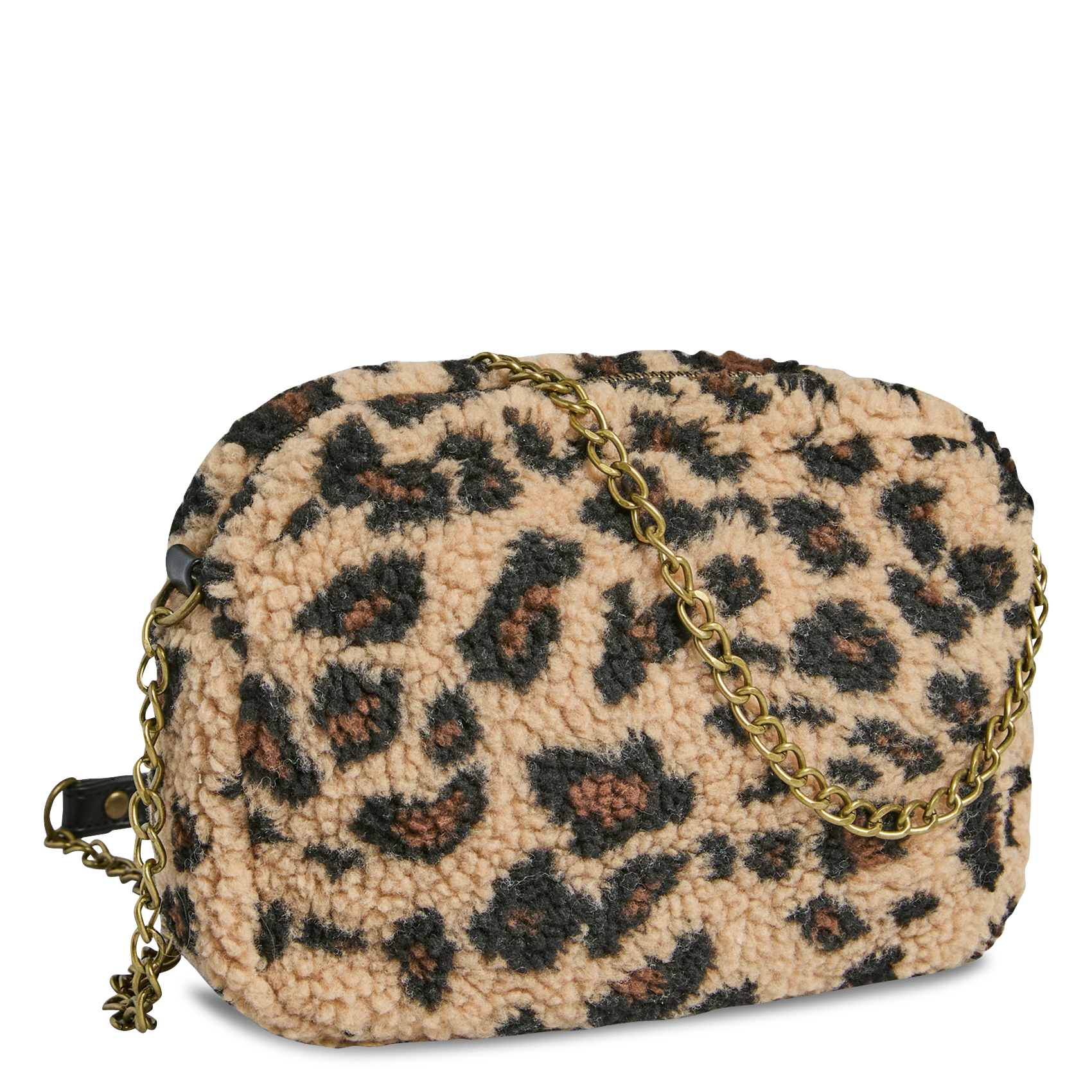 Schoudertas van bedrukte bont PIECES Beige