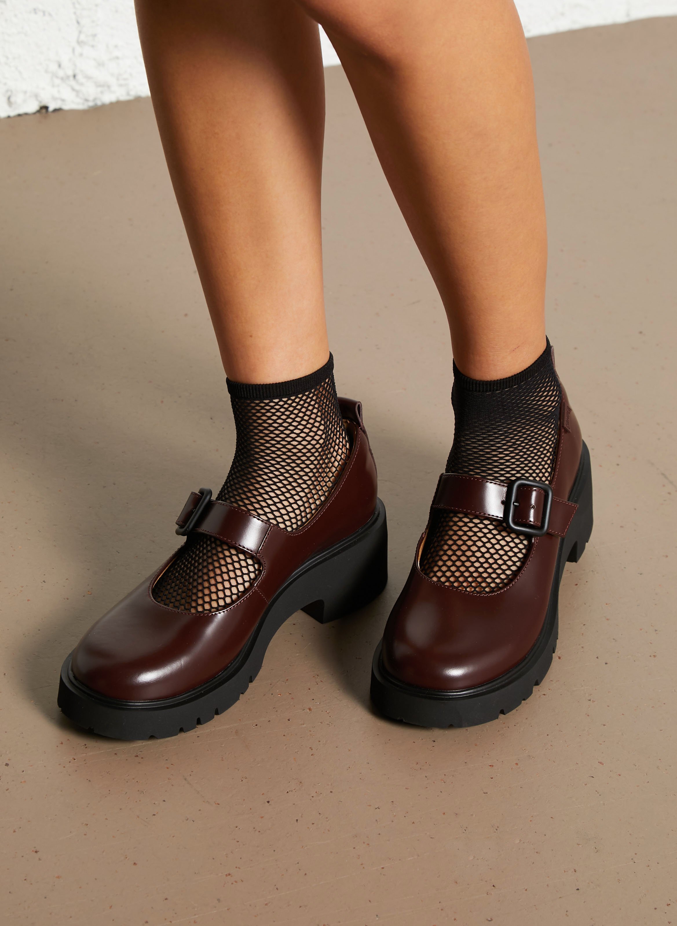 Derbies compensée en cuir CAMPER Rouge