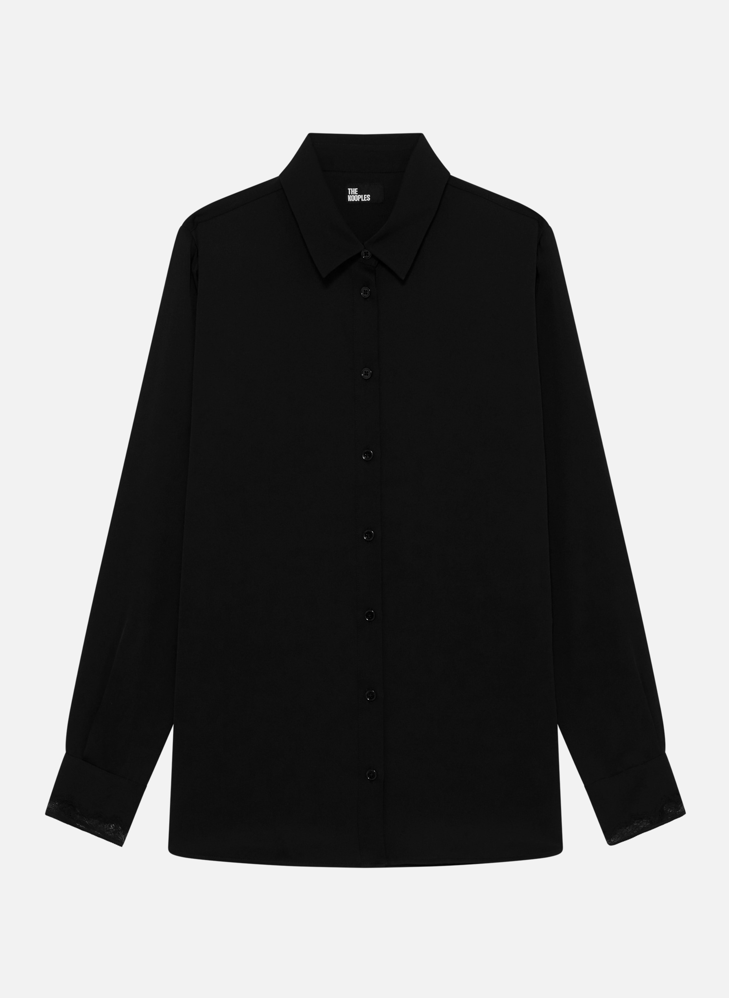 Printed silk satin classic-collar shirt THE KOOPLES Black