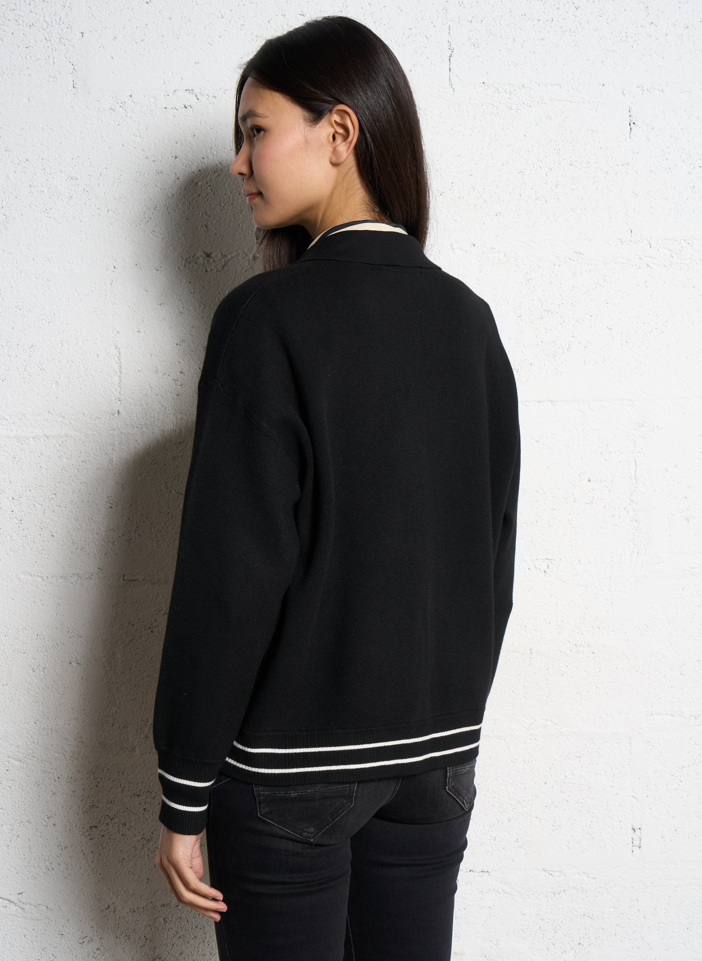 Gilet oversize col classique LE TEMPS DES CERISES Noir