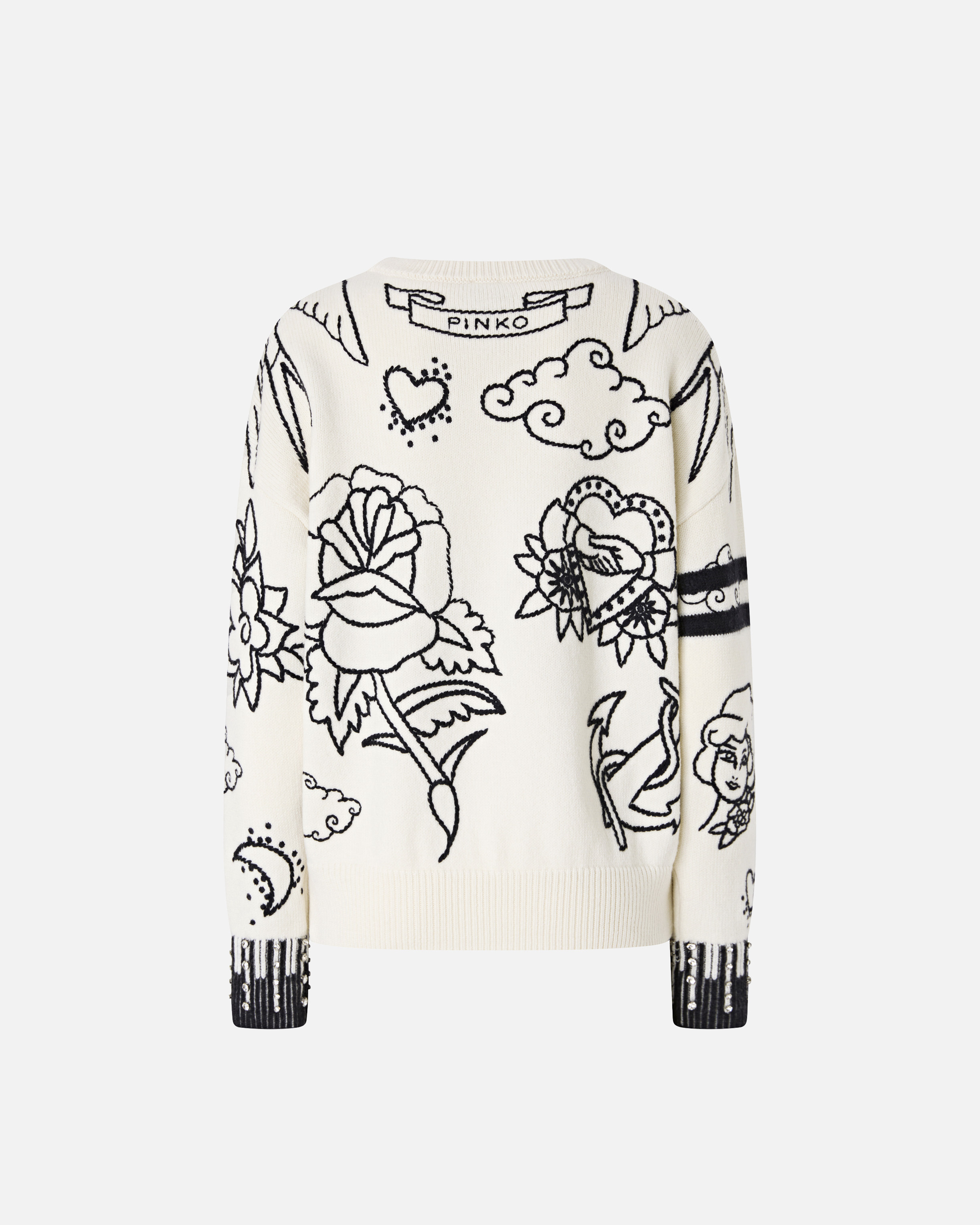 Crewneck sweater with patterns PINKO White
