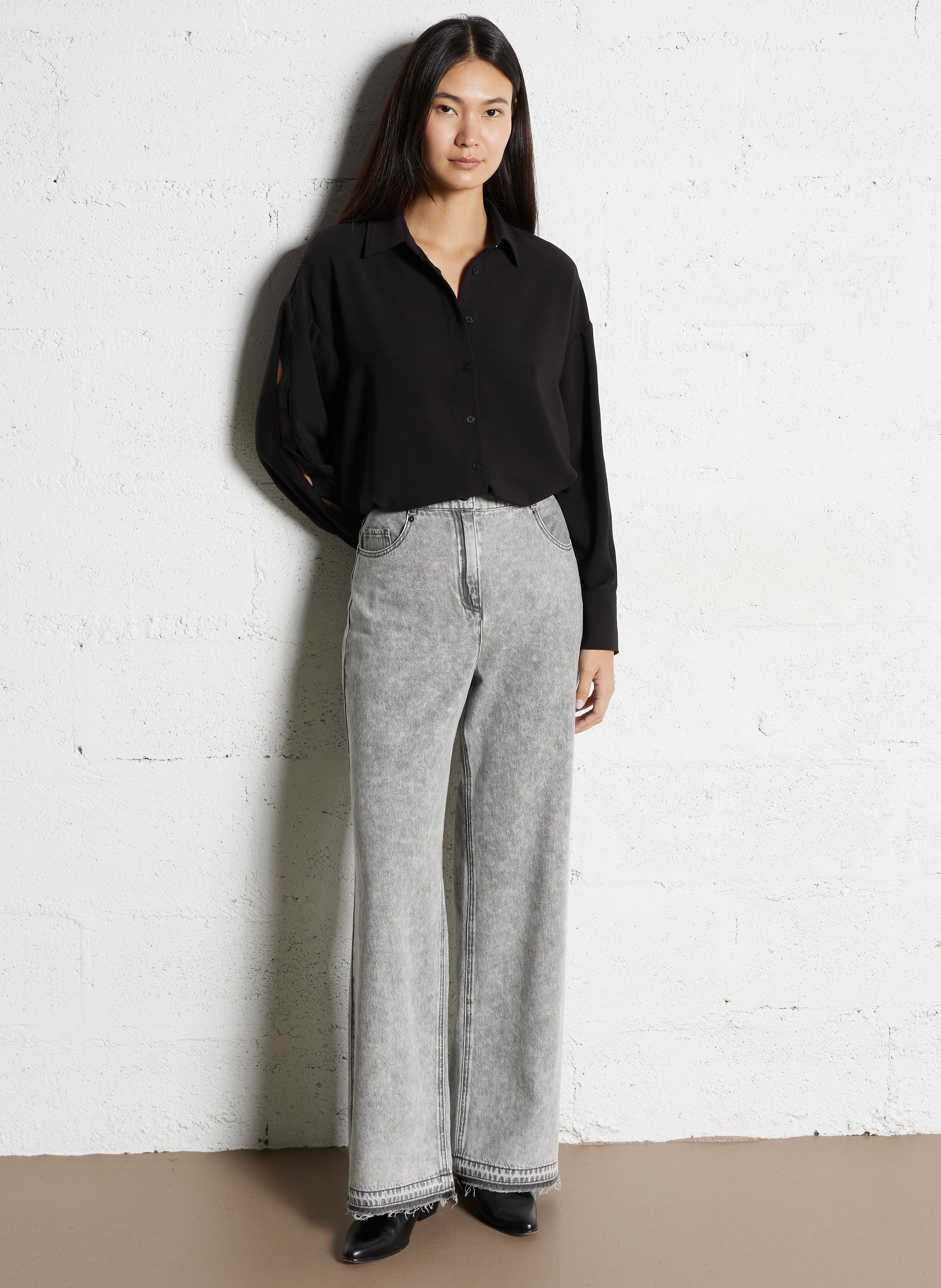 Oversized shirt with classic collar IKKS Black