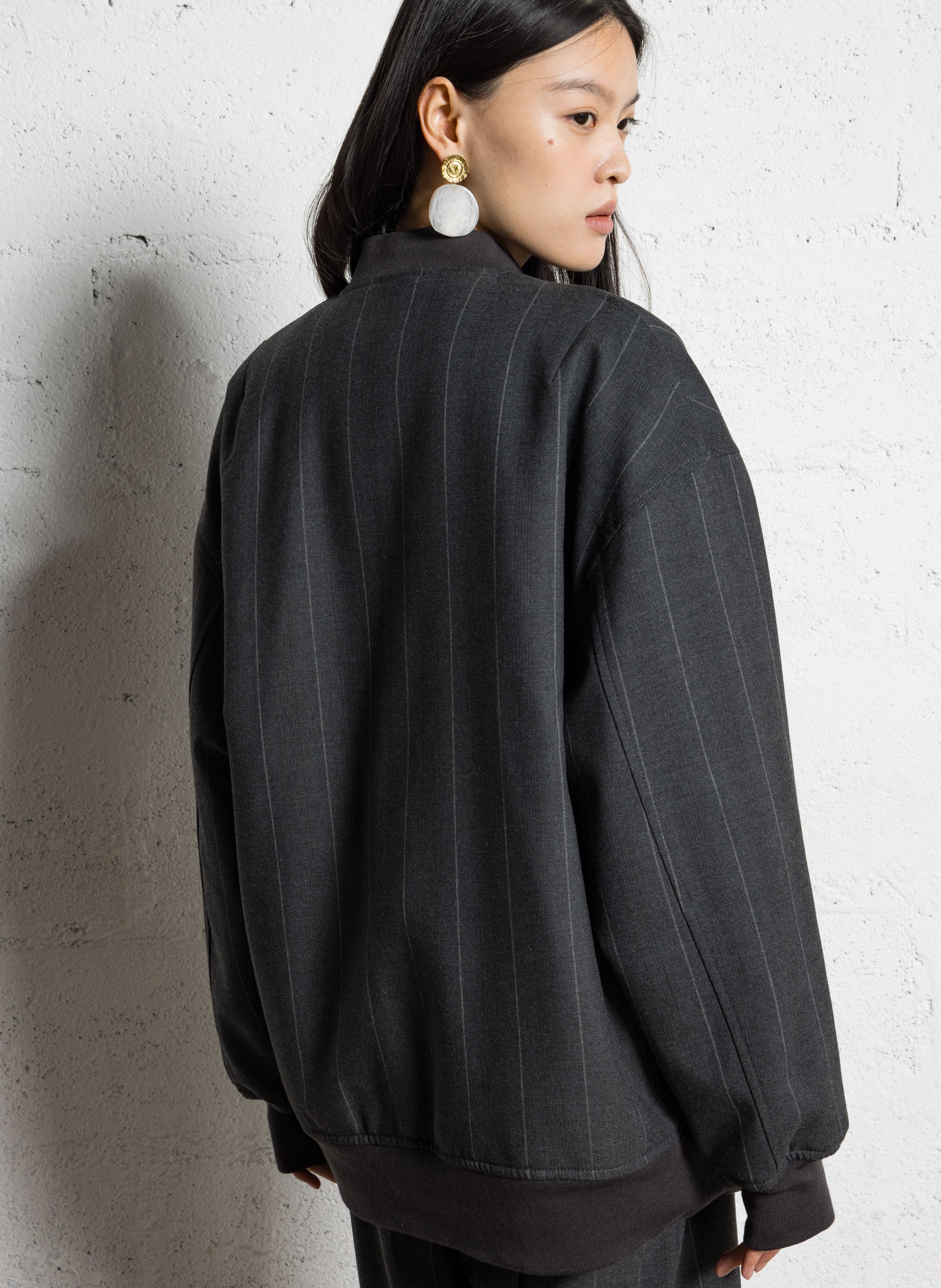 Blouson ample col teddy rayé  IMPERIAL Gris