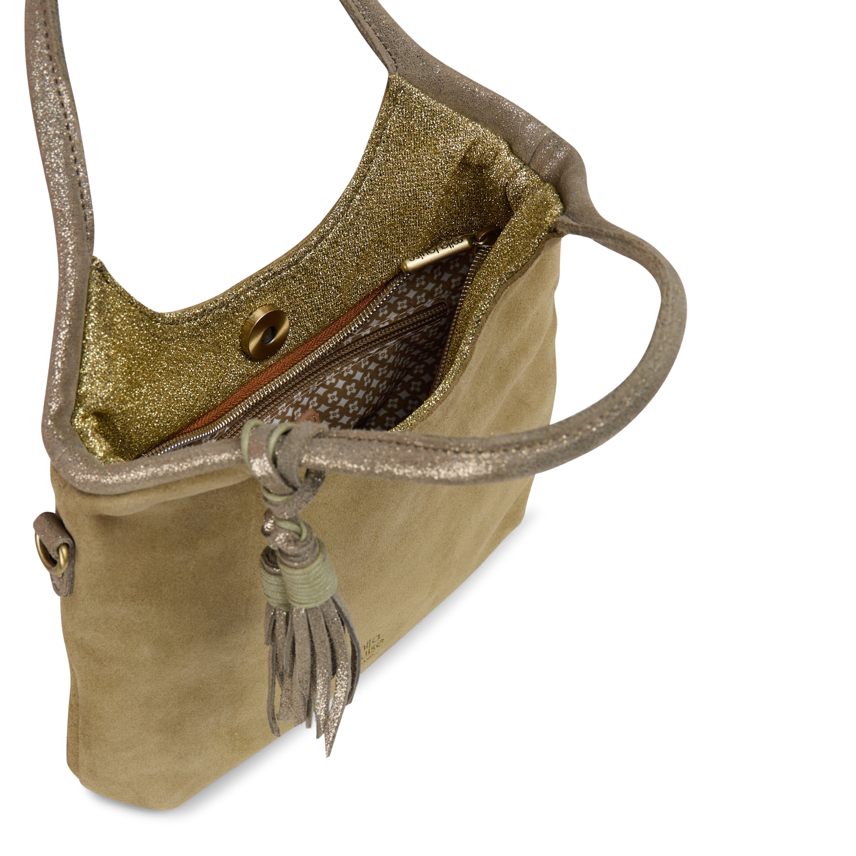 Sac à main en cuir velours  MILA LOUISE Vert