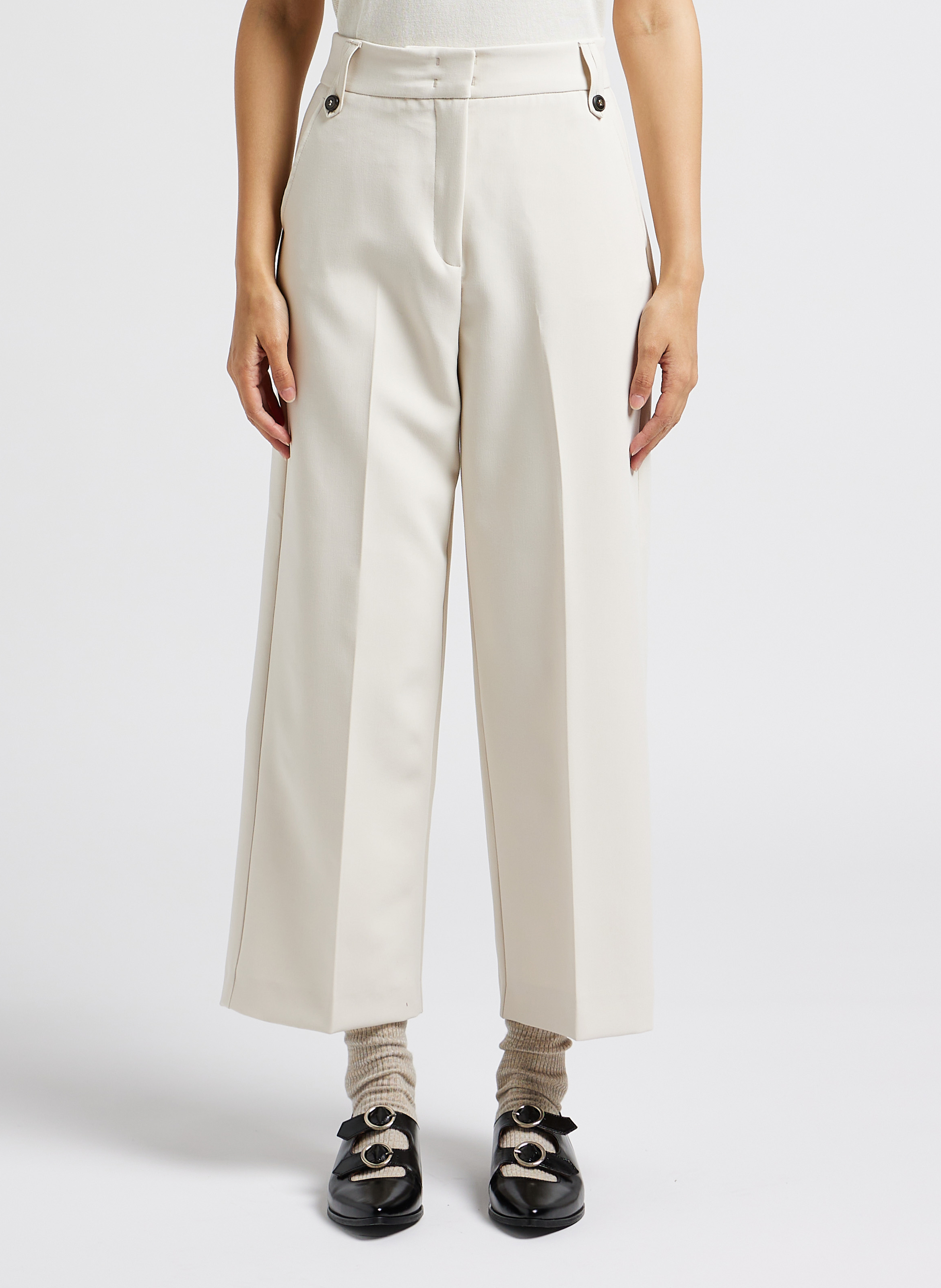 Pantalon droit à plis  MAX&Co. Blanc